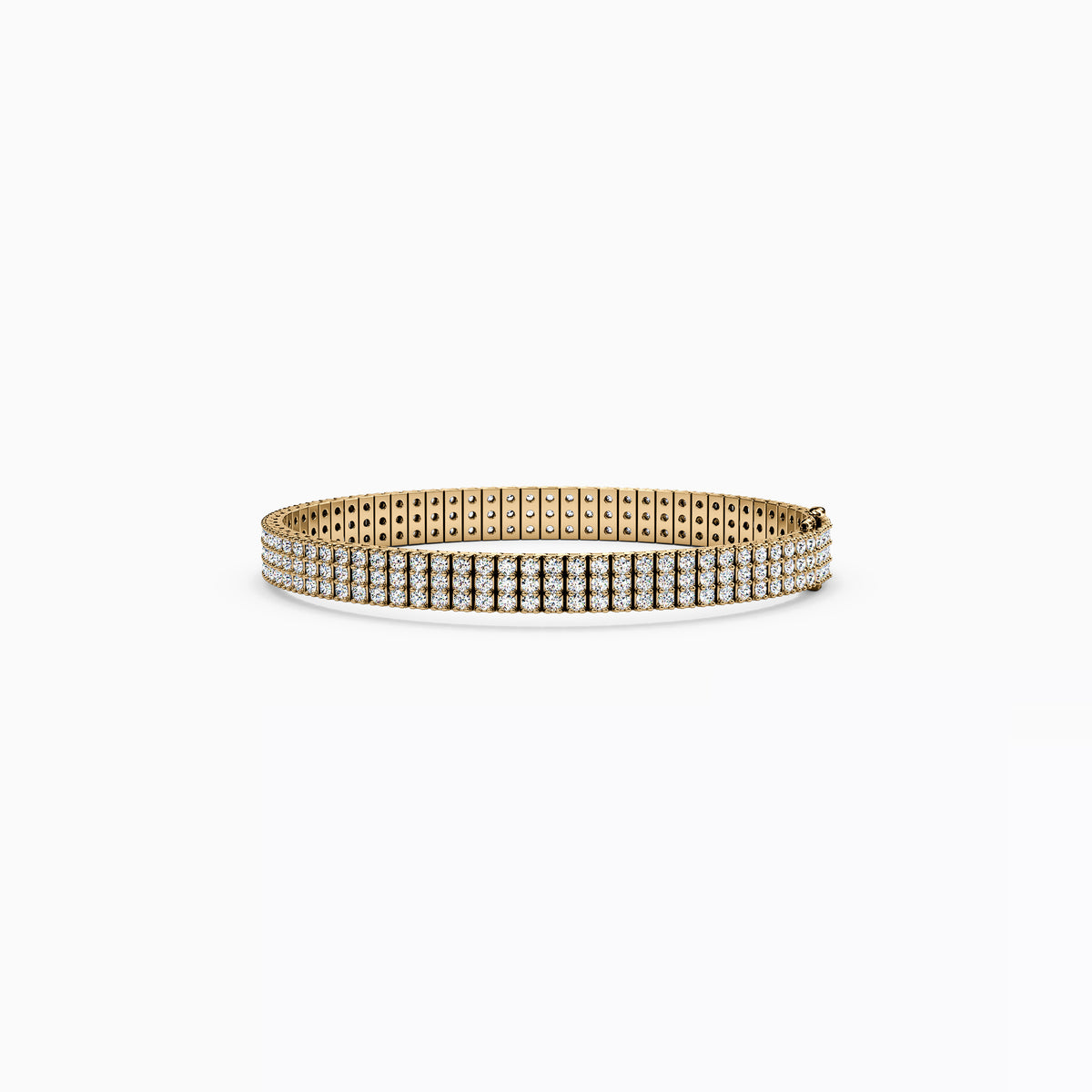 Three Row Shared Prong Tennis Bracelet | 14K Gold