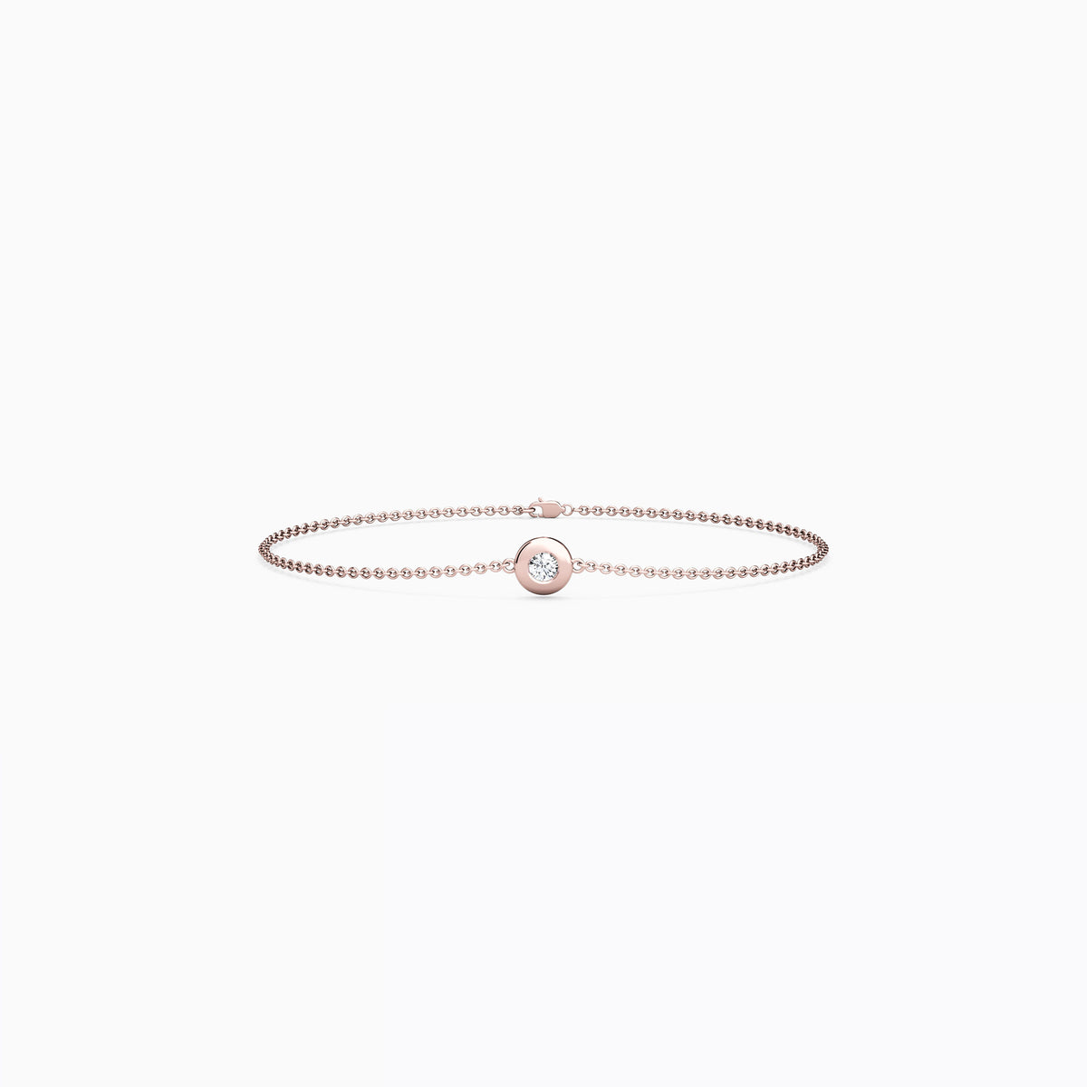 Diamond Single Bezel Chain Bracelet | 14K Gold