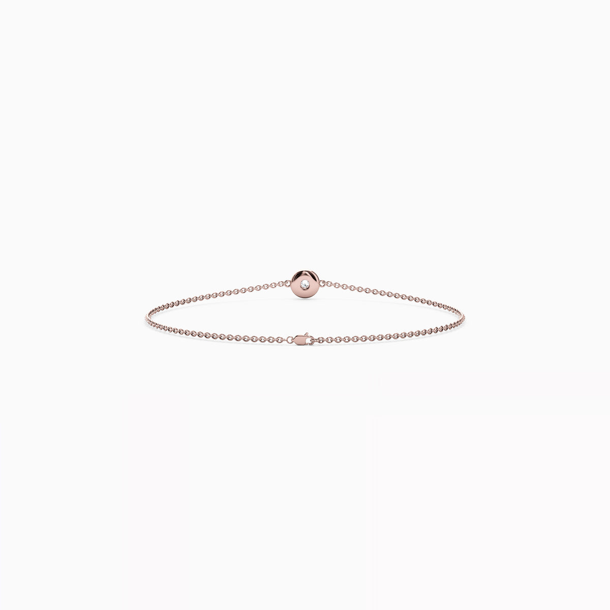 Diamond Single Bezel Chain Bracelet | 14K Gold