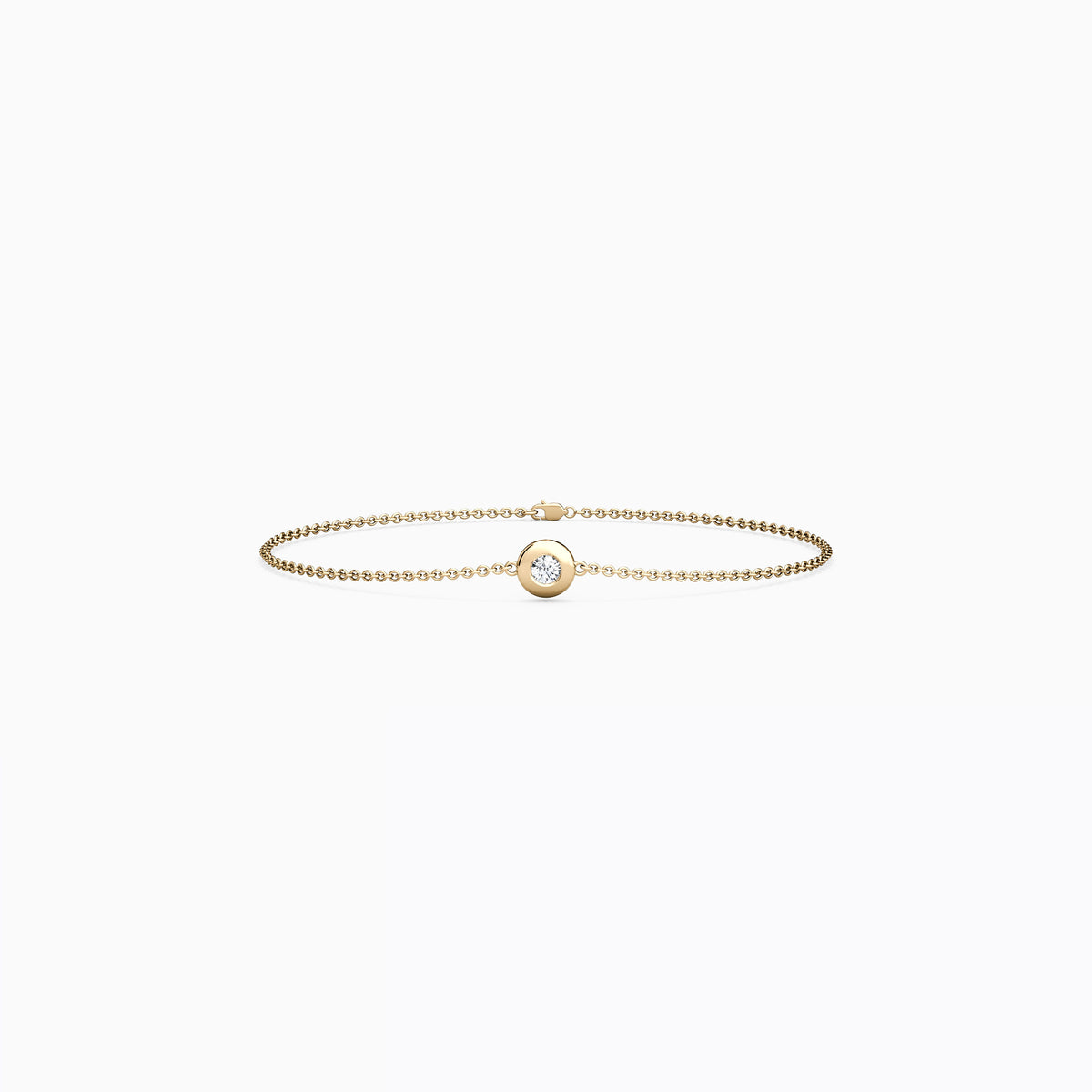 Diamond Single Bezel Chain Bracelet | 14K Gold