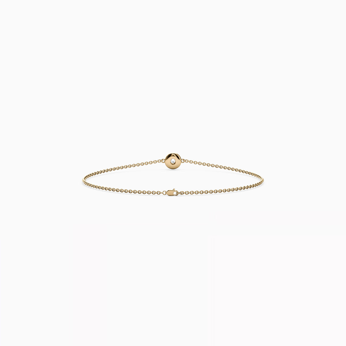 Diamond Single Bezel Chain Bracelet | 14K Gold