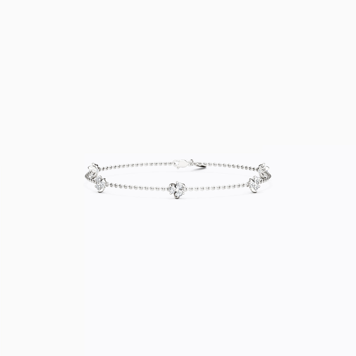 Diamond Mini Lotus 5-Station Chain Bracelet | 14K Gold