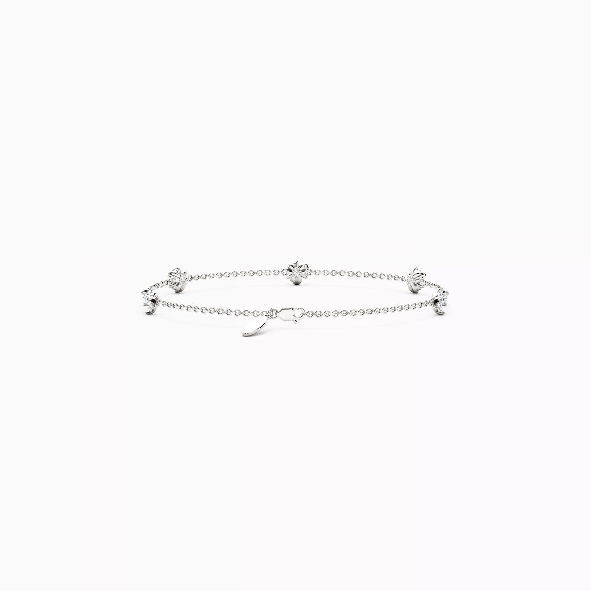 Diamond Mini Lotus 5-Station Chain Bracelet | 14K Gold