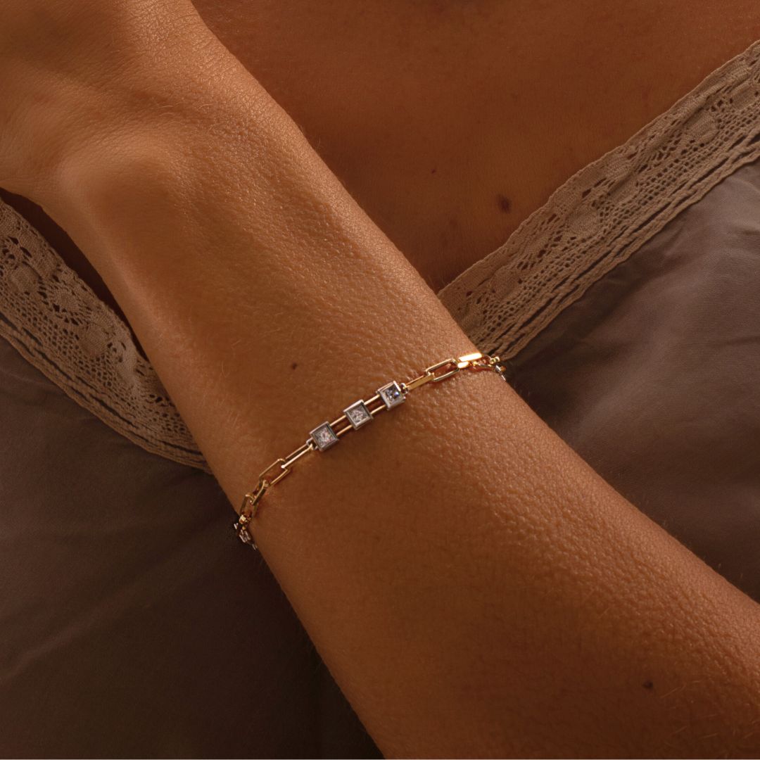 Bracelet chaîne trombone diamant | Or 18 carats
