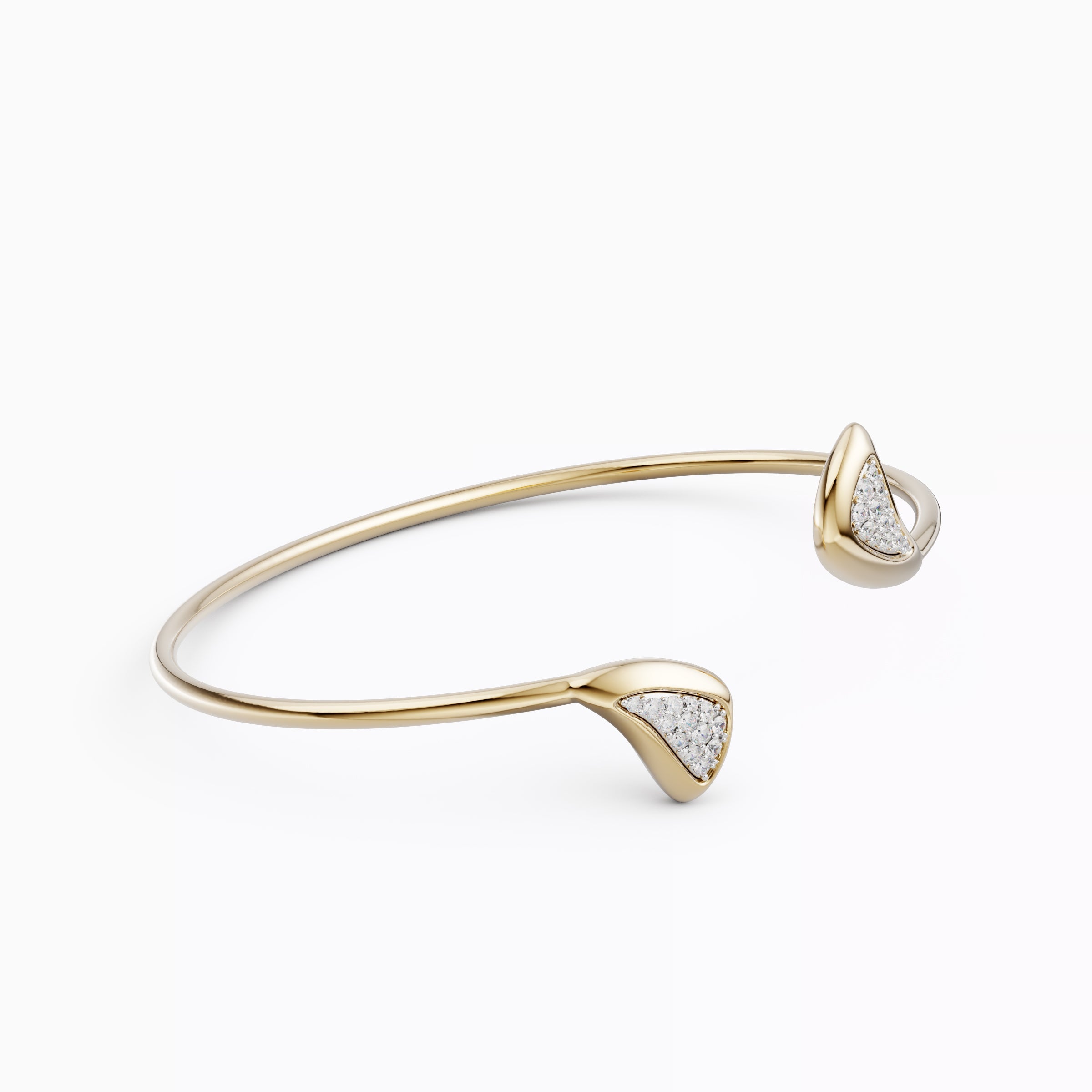 Flexible Crescent Cuff Bracelet in 18K Gold and Platinum with Diamonds
