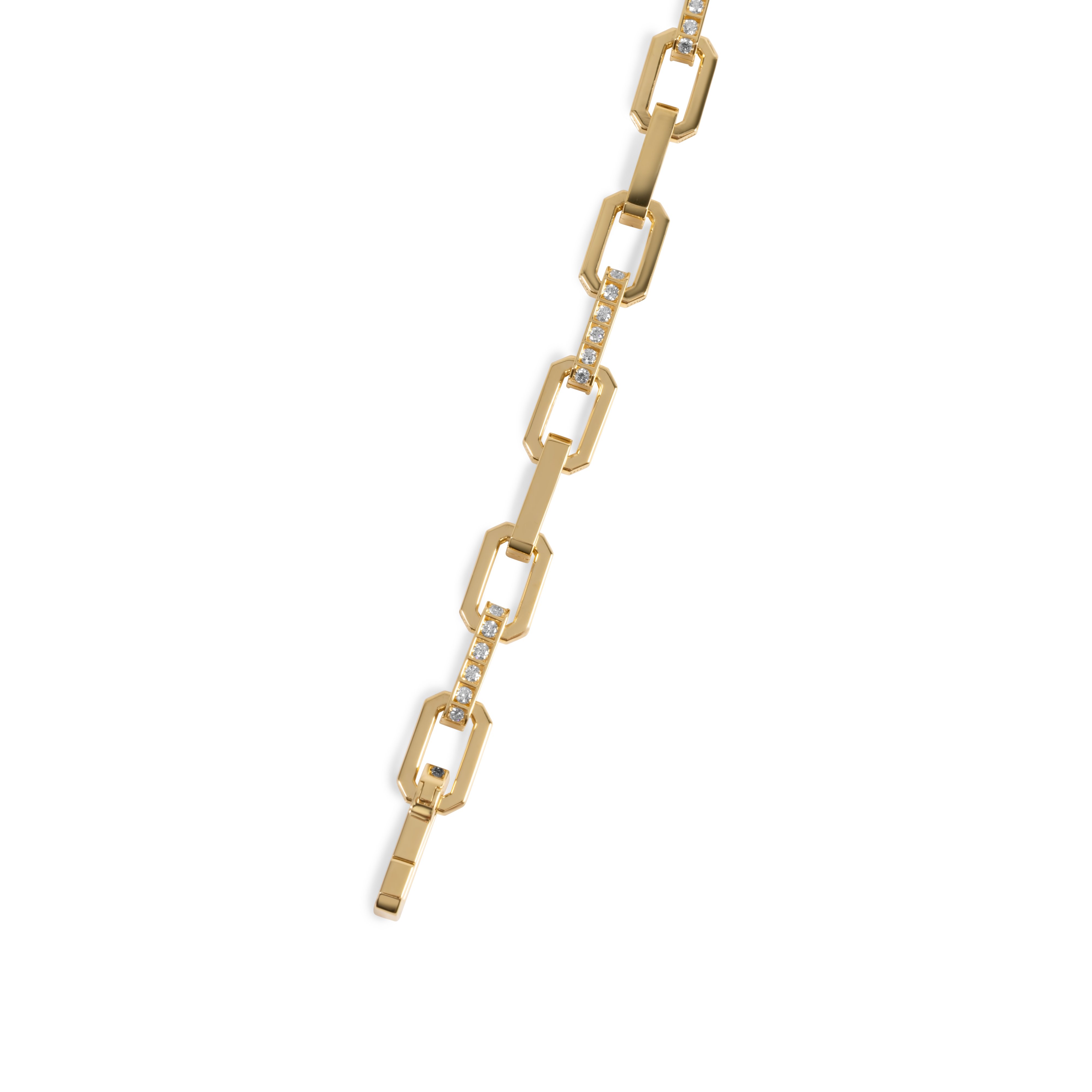 Diamond-Studded Gold Chain Bracelet | 18K Gold