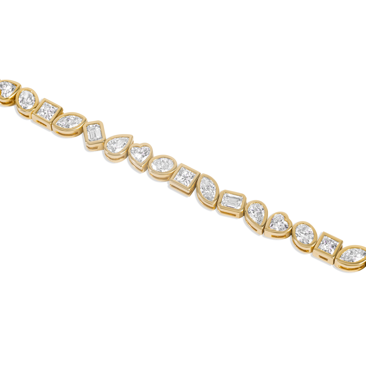 Multi-Shape Diamond Tennis Bracelet | 18K Gold & Diamonds