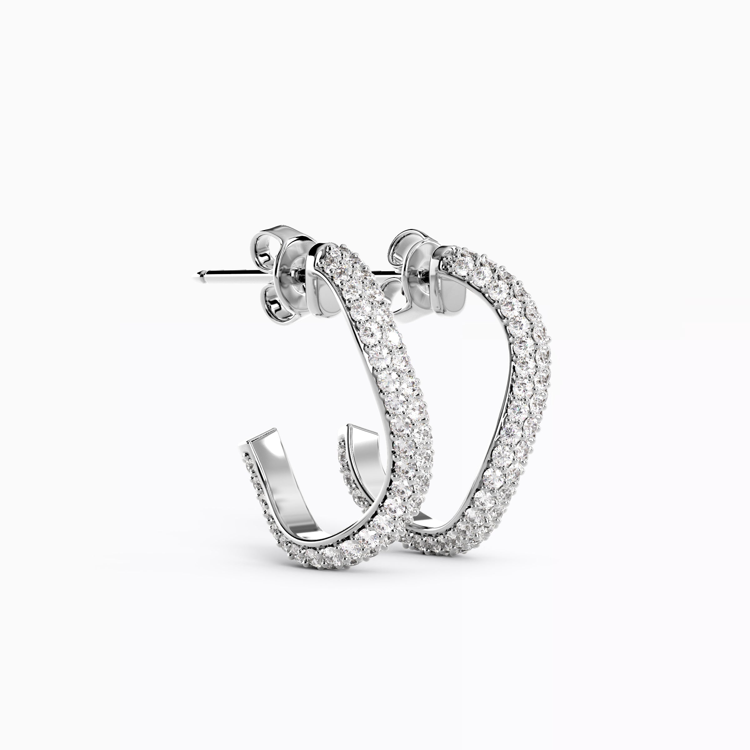 Diamond open hoop earrings | 18K Gold