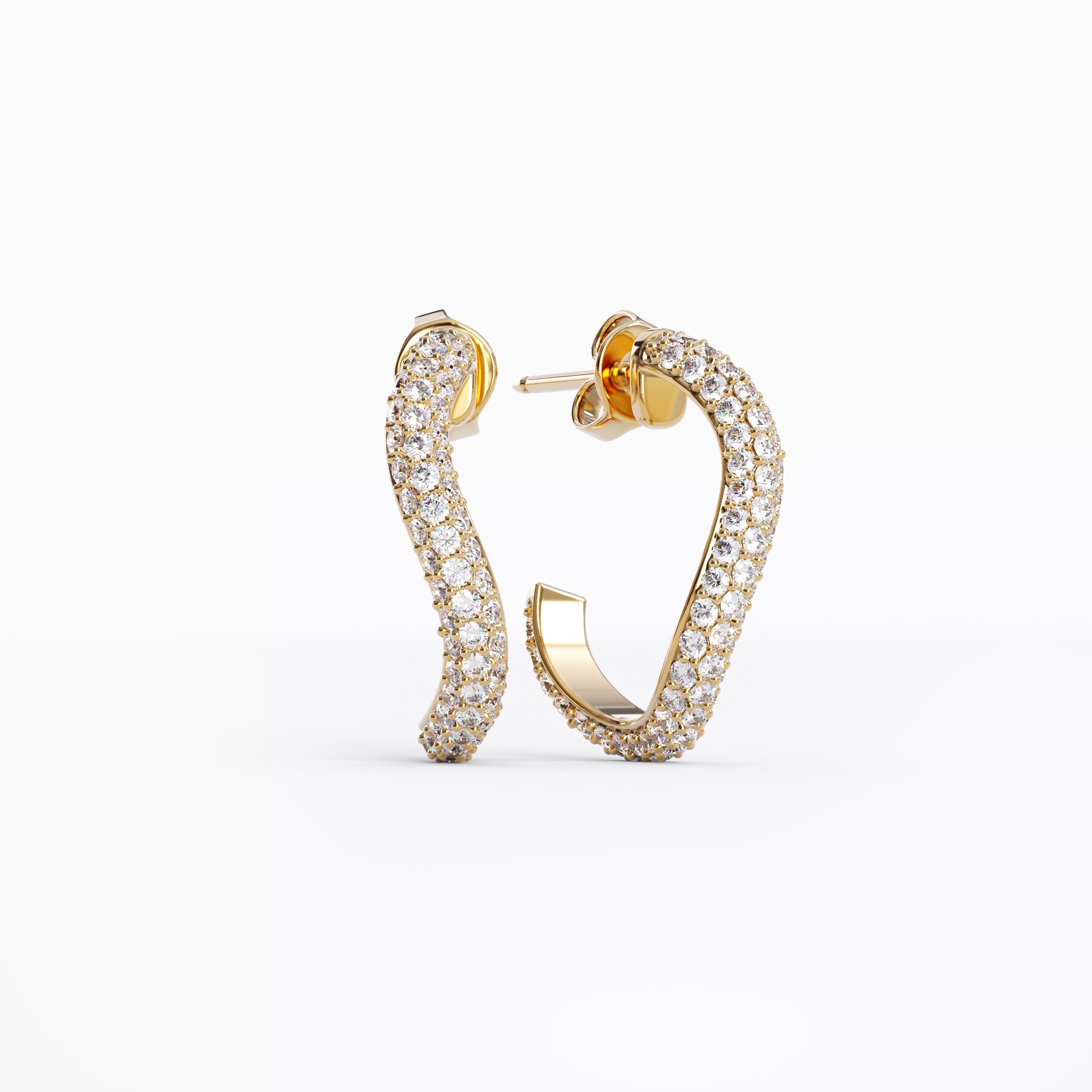Diamond open hoop earrings | 18K Gold