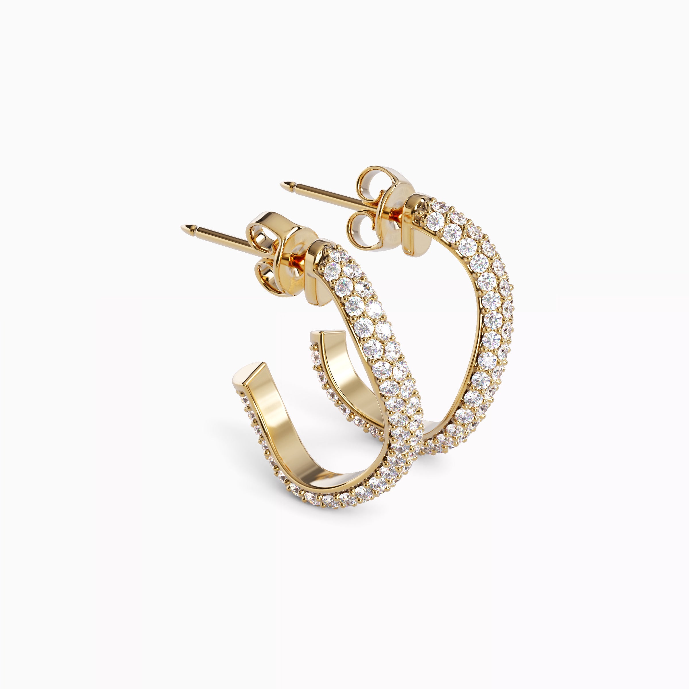 Diamond open hoop earrings | 18K Gold