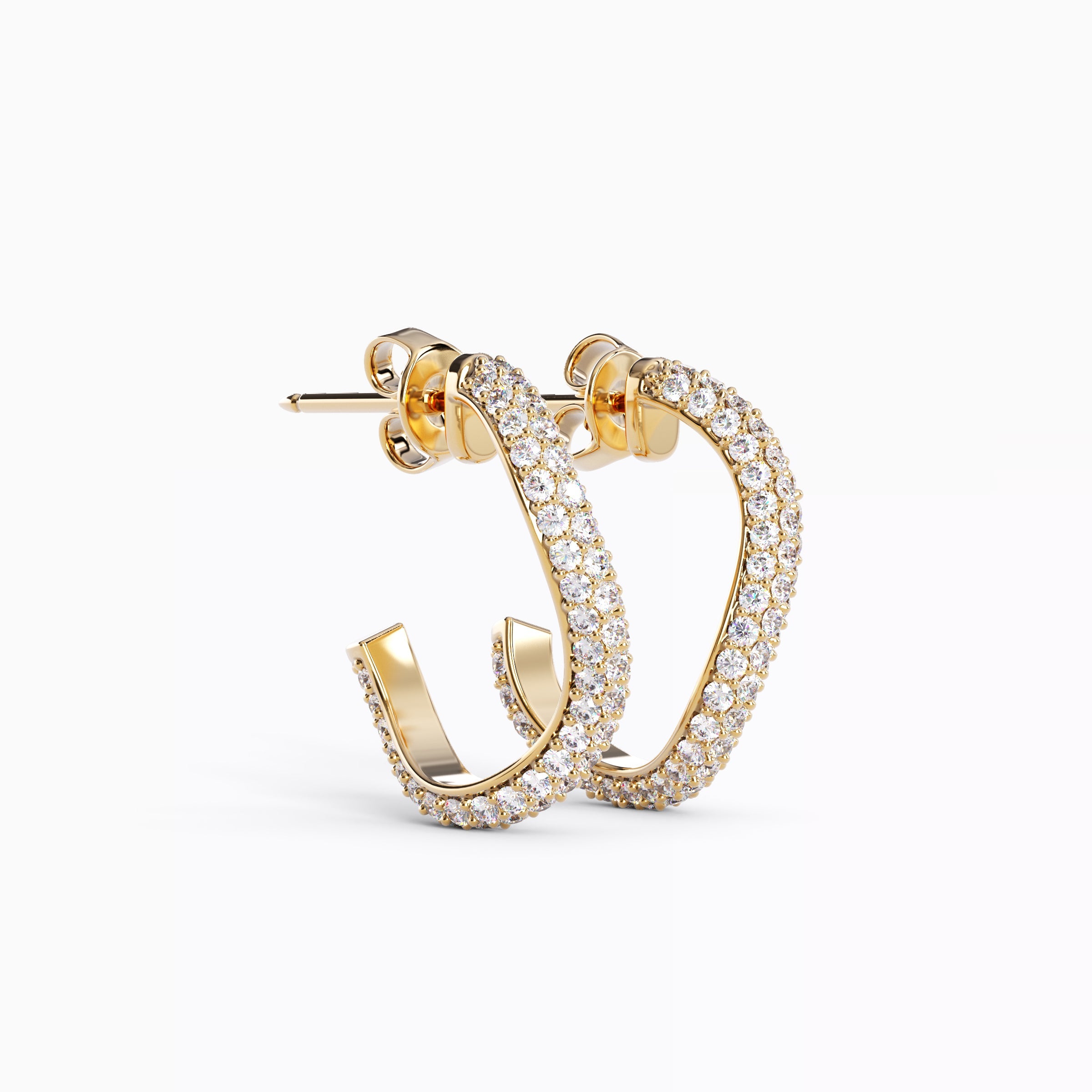 Diamond open hoop earrings | 18K Gold