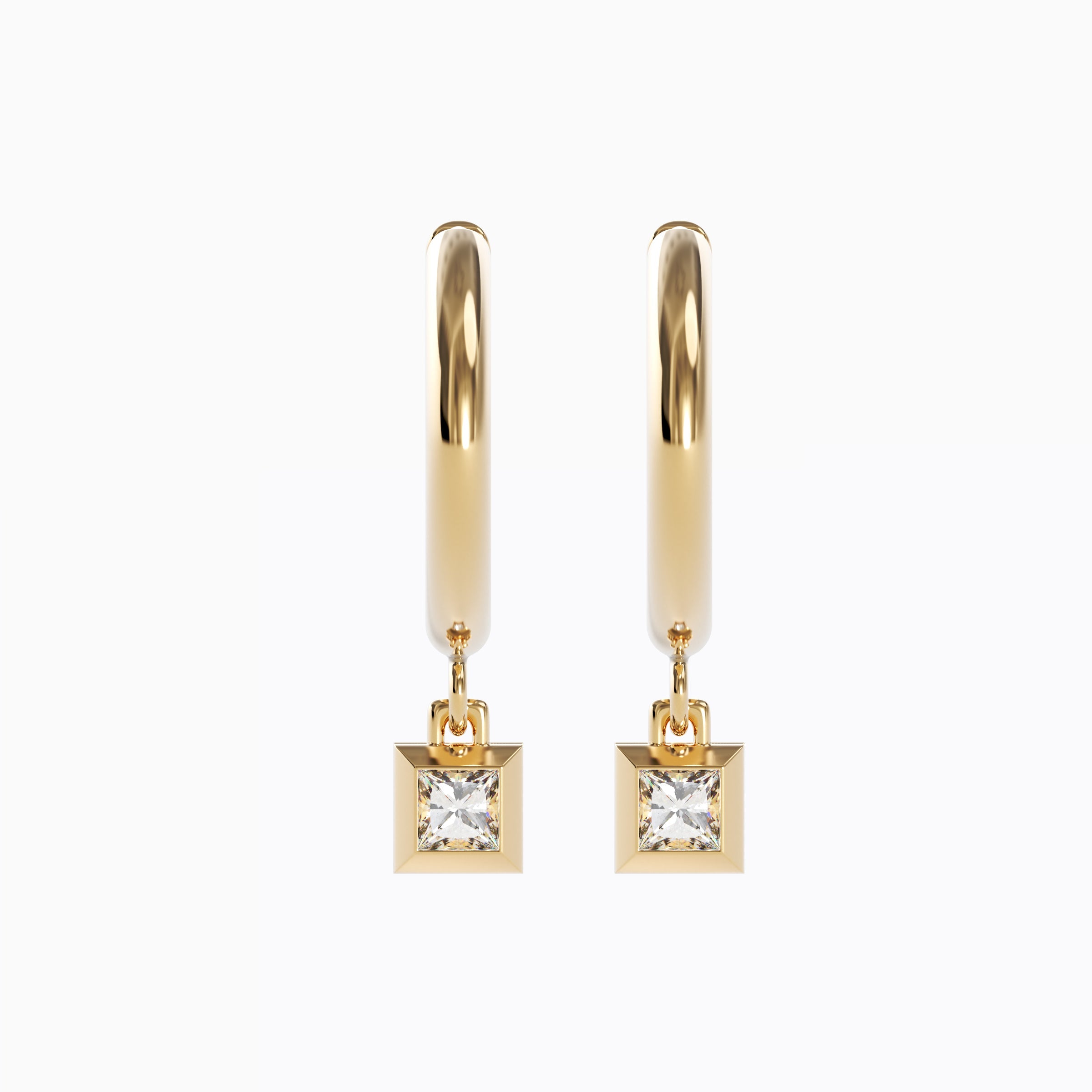 Boucles d'oreilles créoles avec diamant en or 18 carats