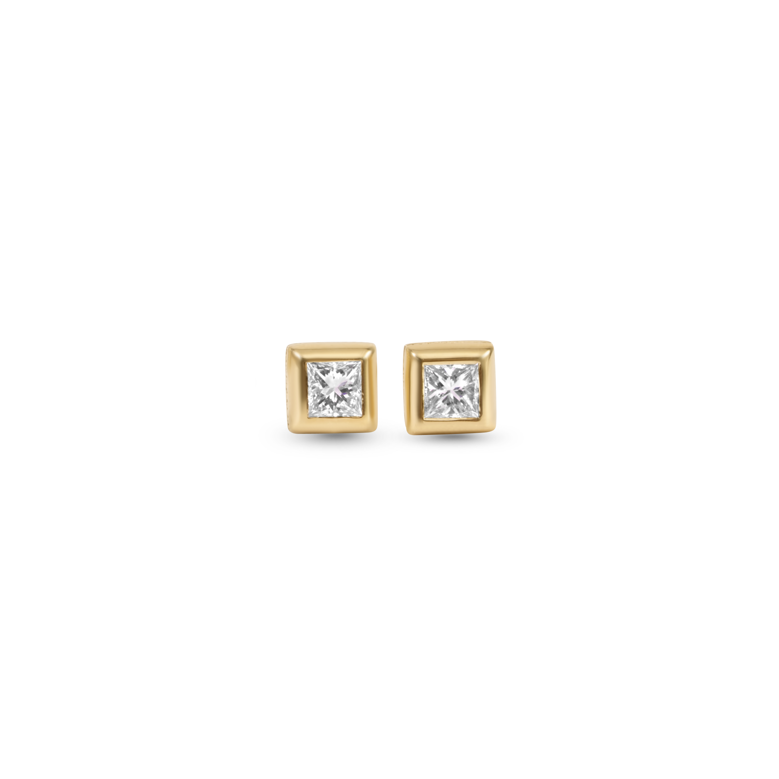 Geometric Stud Earrings | 18K Yellow Gold with Diamonds