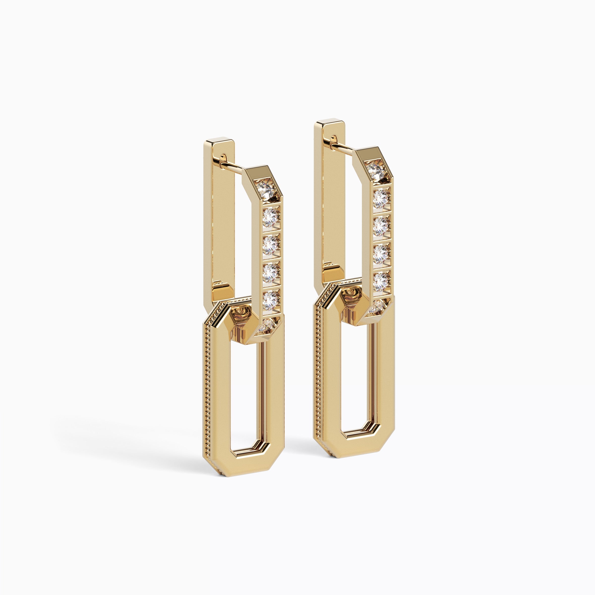 Boucles d'oreilles créoles avec gouttes de diamants convertibles en or 18 carats | Diamants