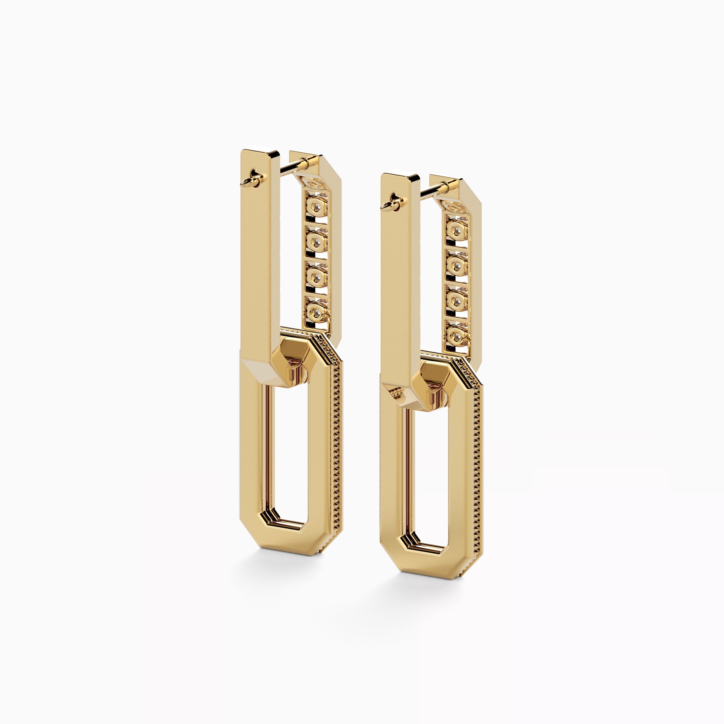 Boucles d'oreilles créoles avec gouttes de diamants convertibles en or 18 carats | Diamants