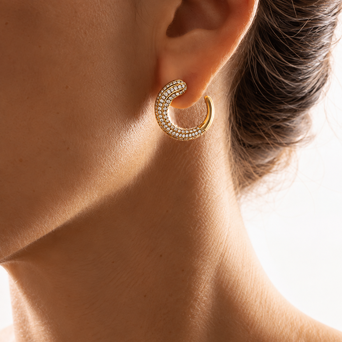 Boucles d'oreilles créoles diamant | Or 18 carats