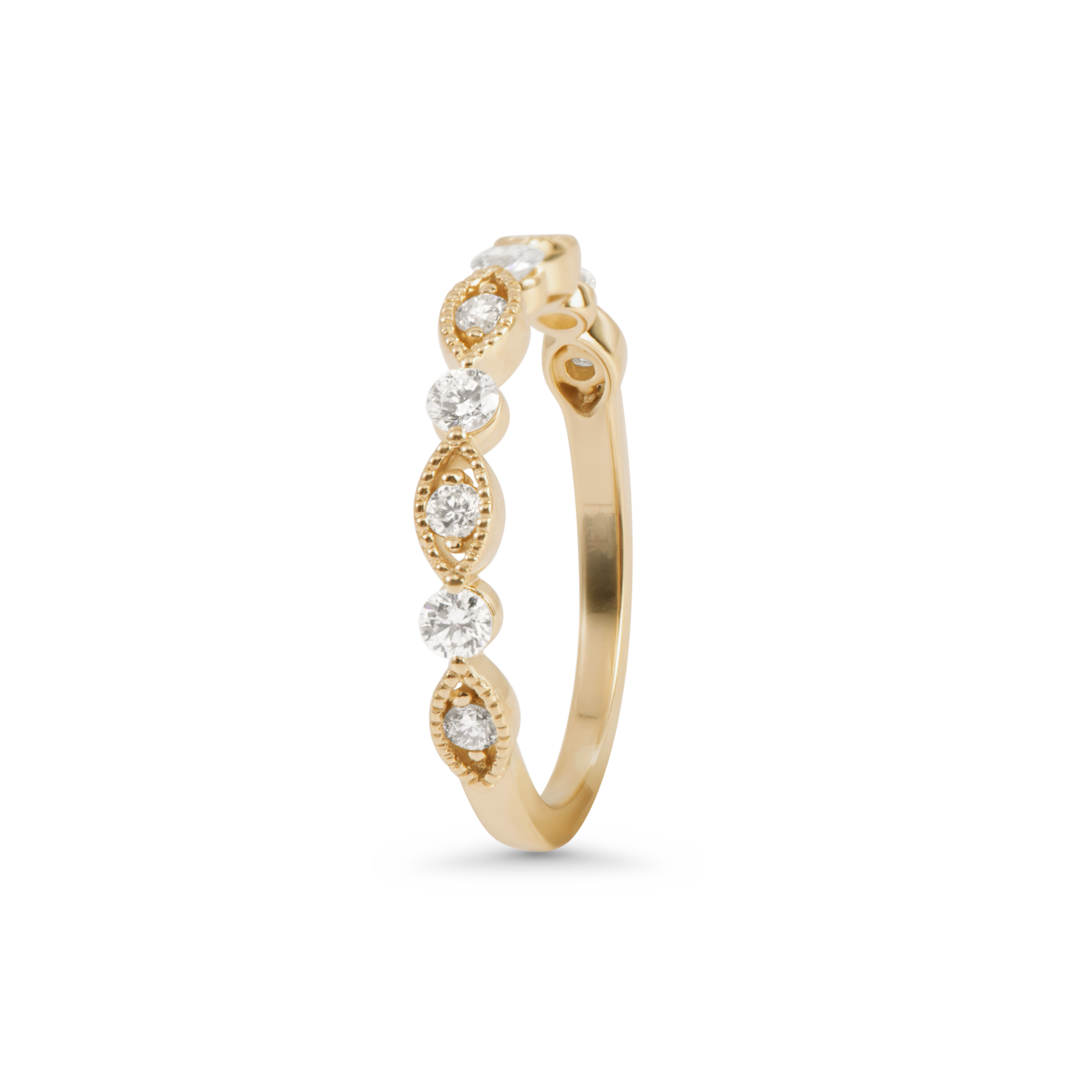 Diamond Beaded Wedding Band in 14K Gold