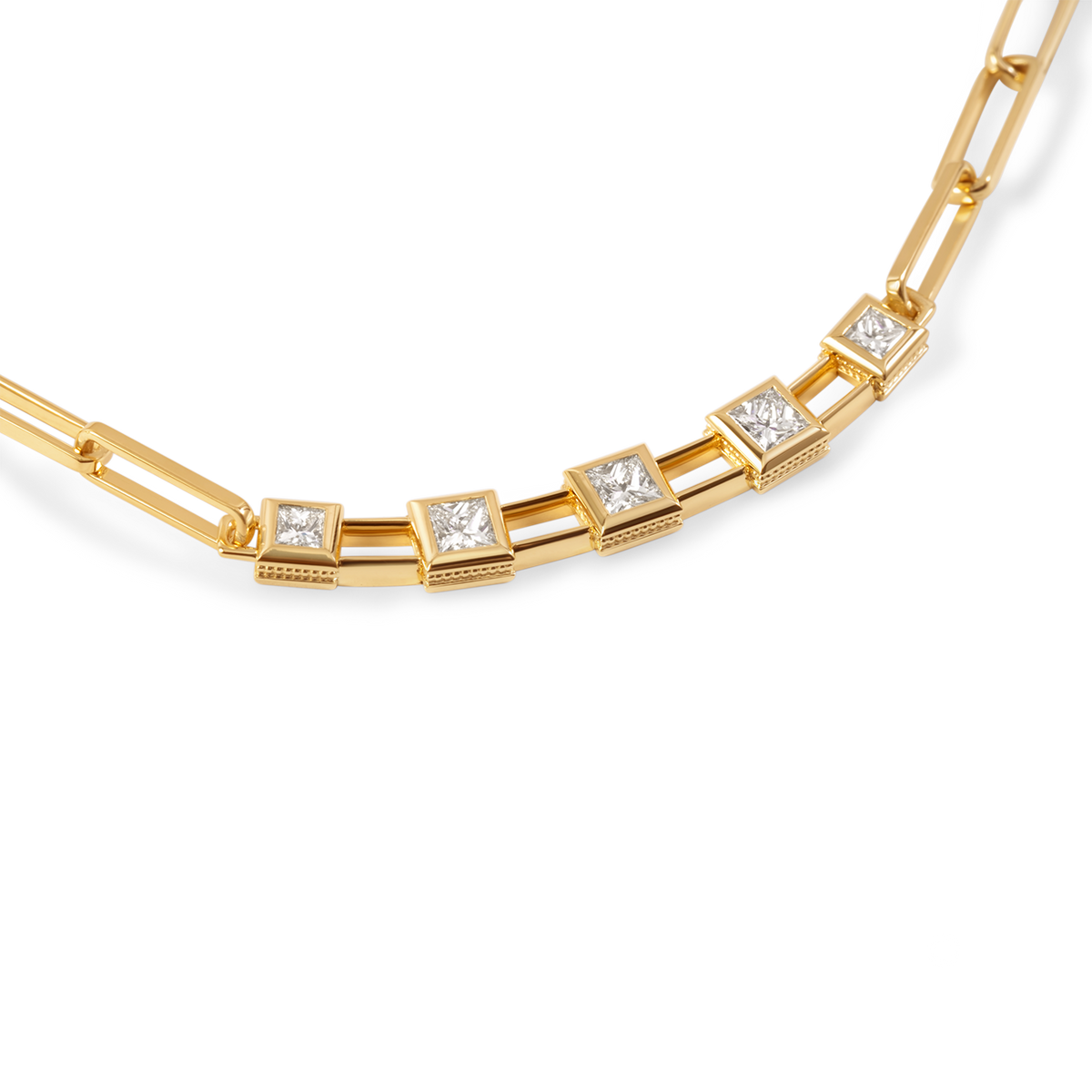 Diamond Paperclip Necklace | 18K Gold