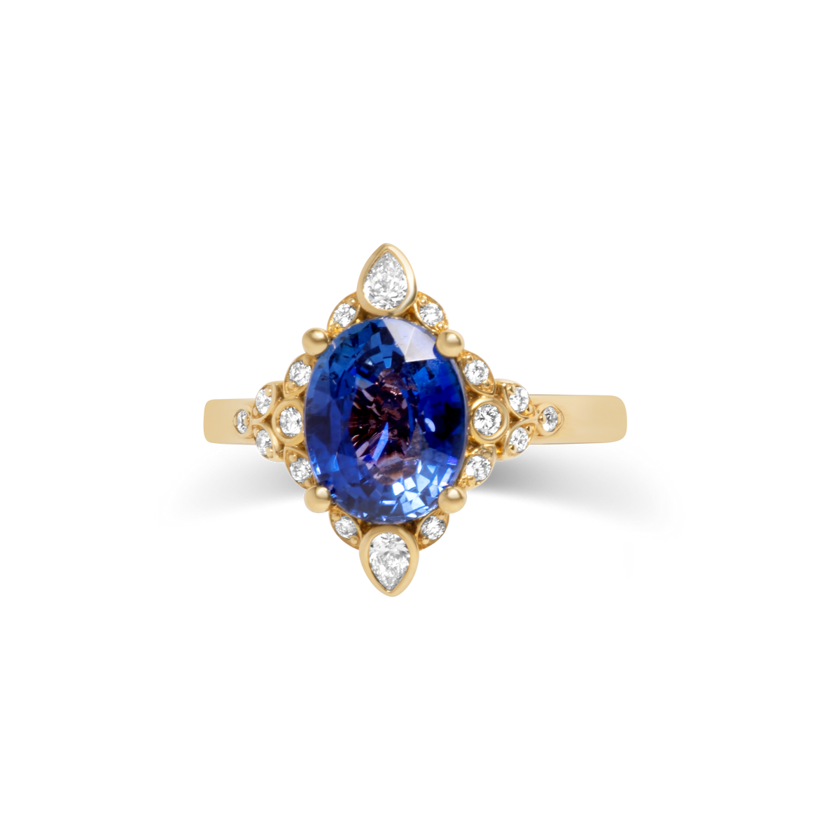 Blue Sapphire and Diamond Ring | 14K Gold