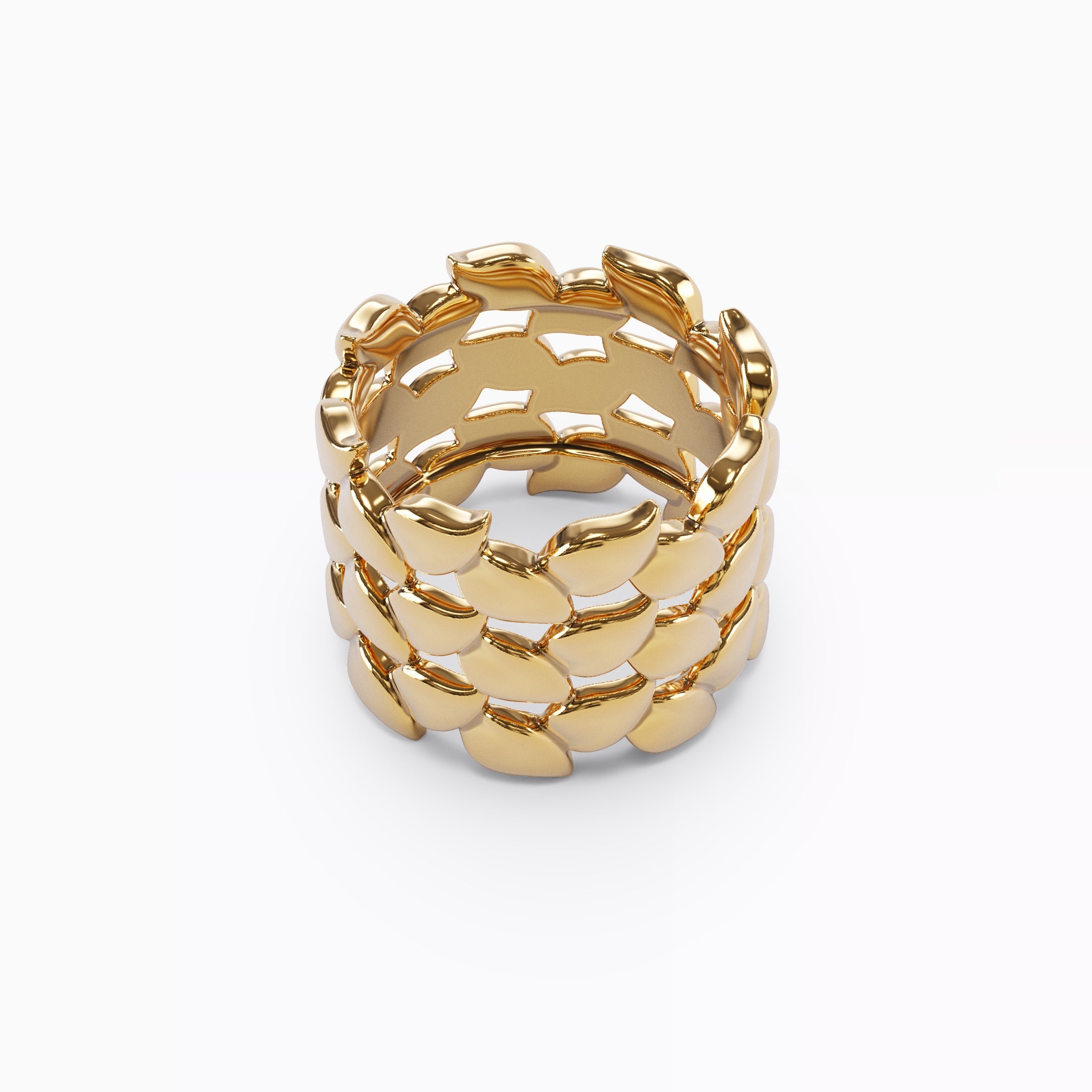 Stacked floral petal ring | 18K Gold