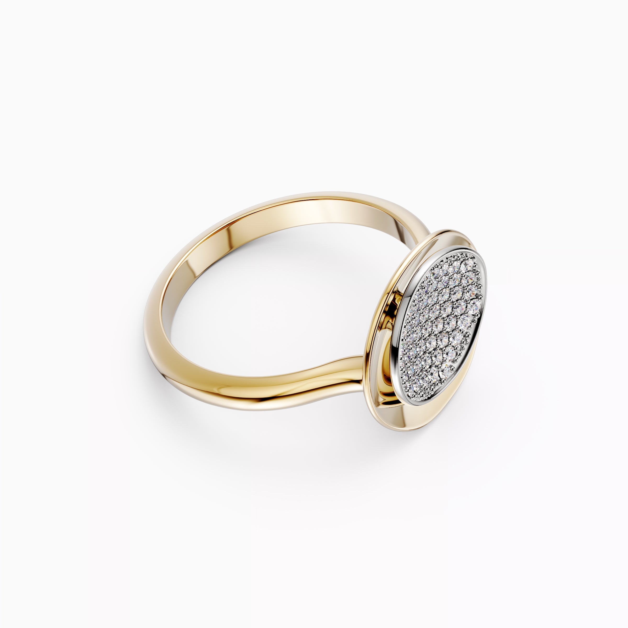 Floating diamond two-tone ring 18K gold | Platinum