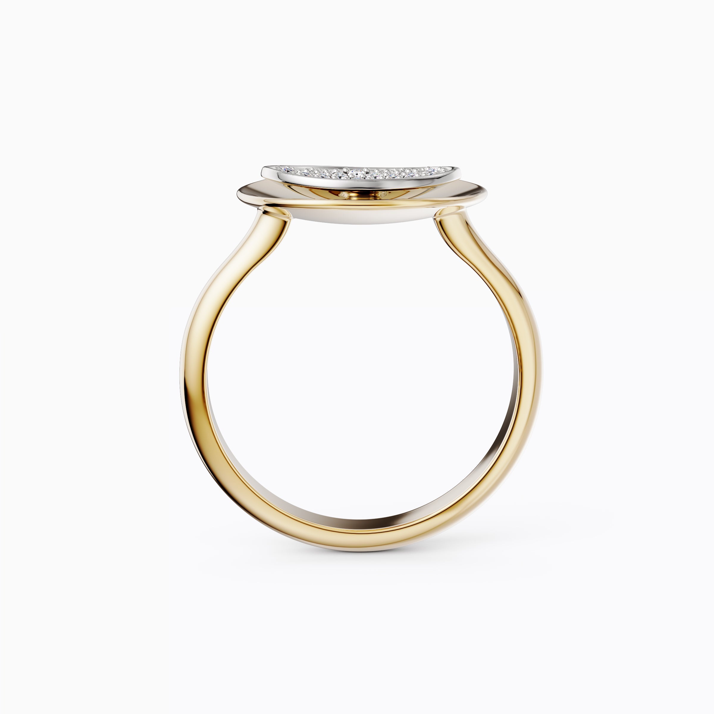 Floating diamond two-tone ring 18K gold | Platinum