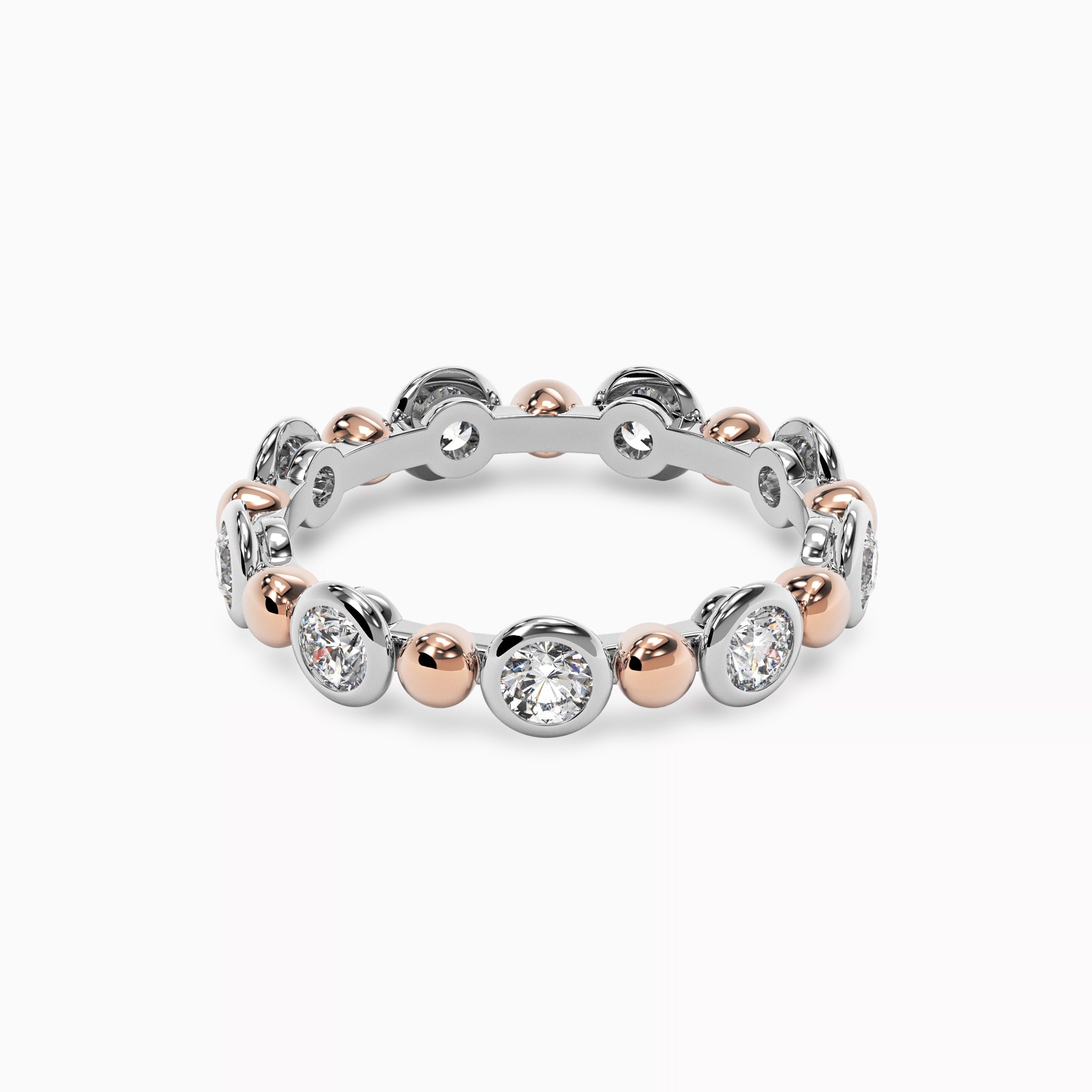 Spherical Wedding Band in 18K Rose Gold and Platinum with Diamonds