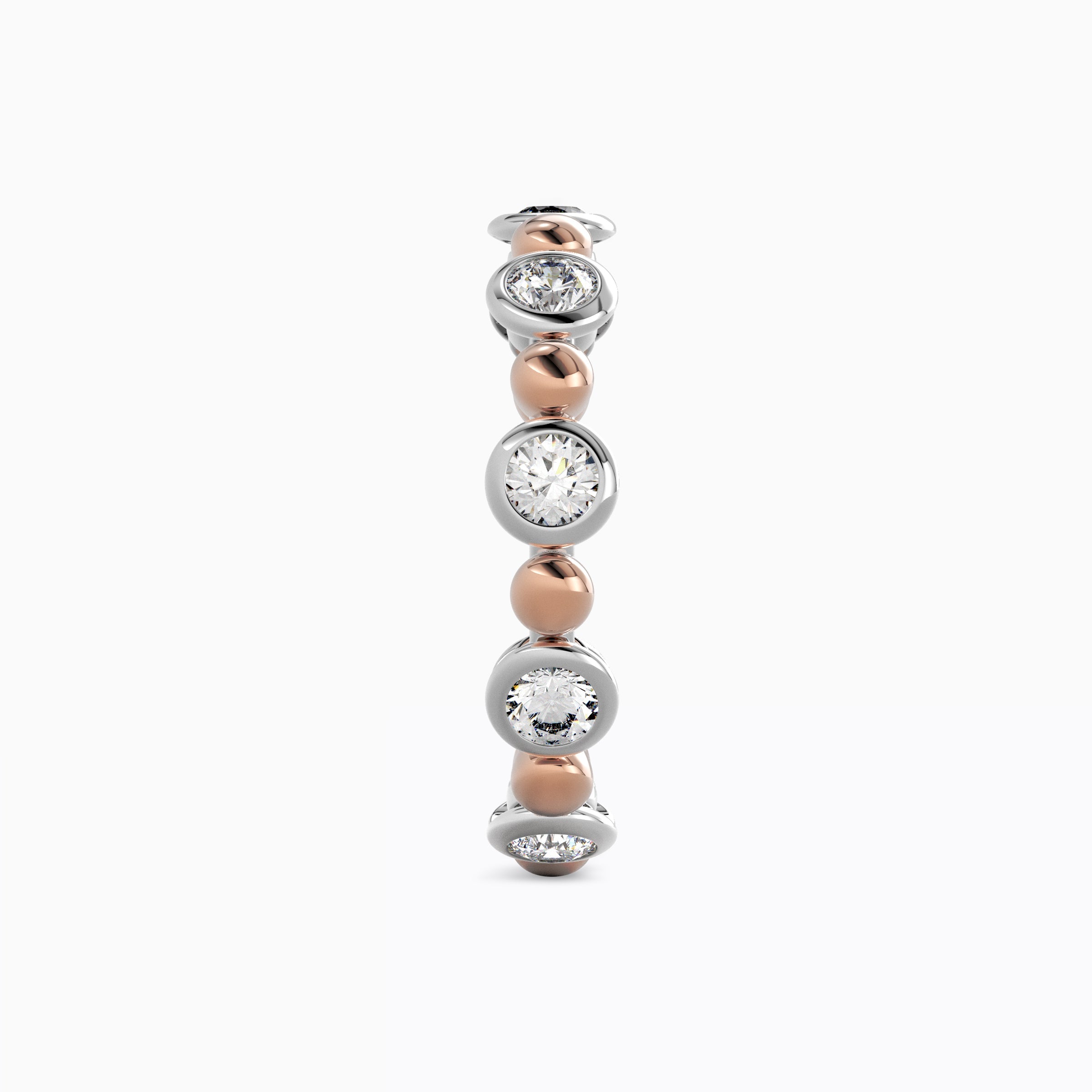 Alliance sphérique en or rose 18 carats et platine avec diamants