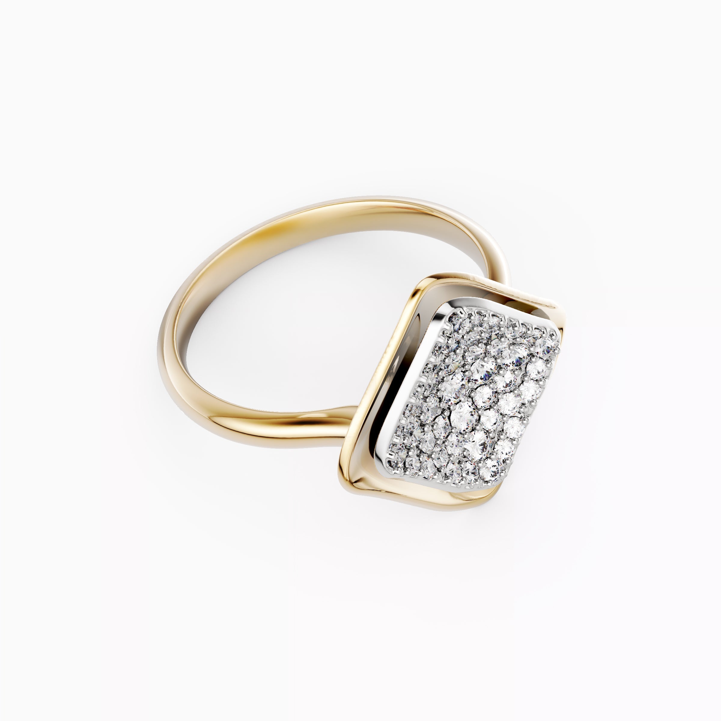 Bague étagée bicolore diamant flottant Or 18 carats | Platine