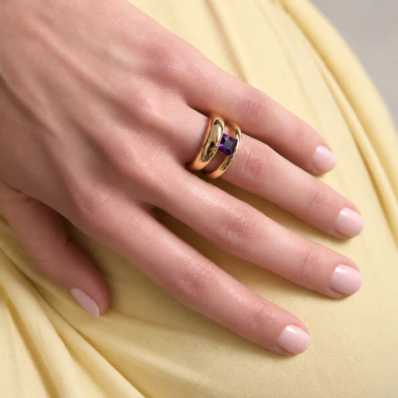 Bague empilable améthyste | Or 14 carats