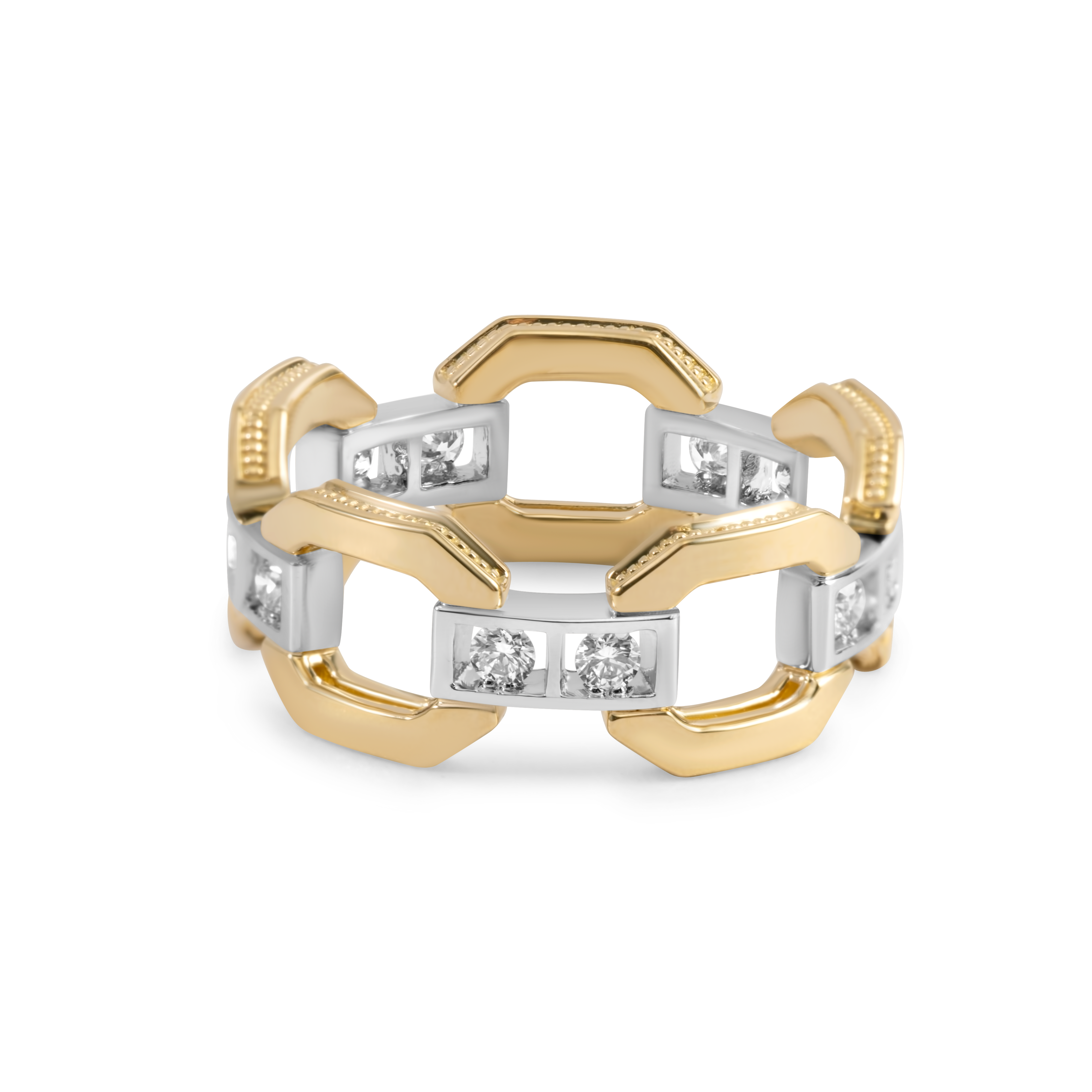 Bague maillons en métaux mélangés | Or 18 carats et Platine