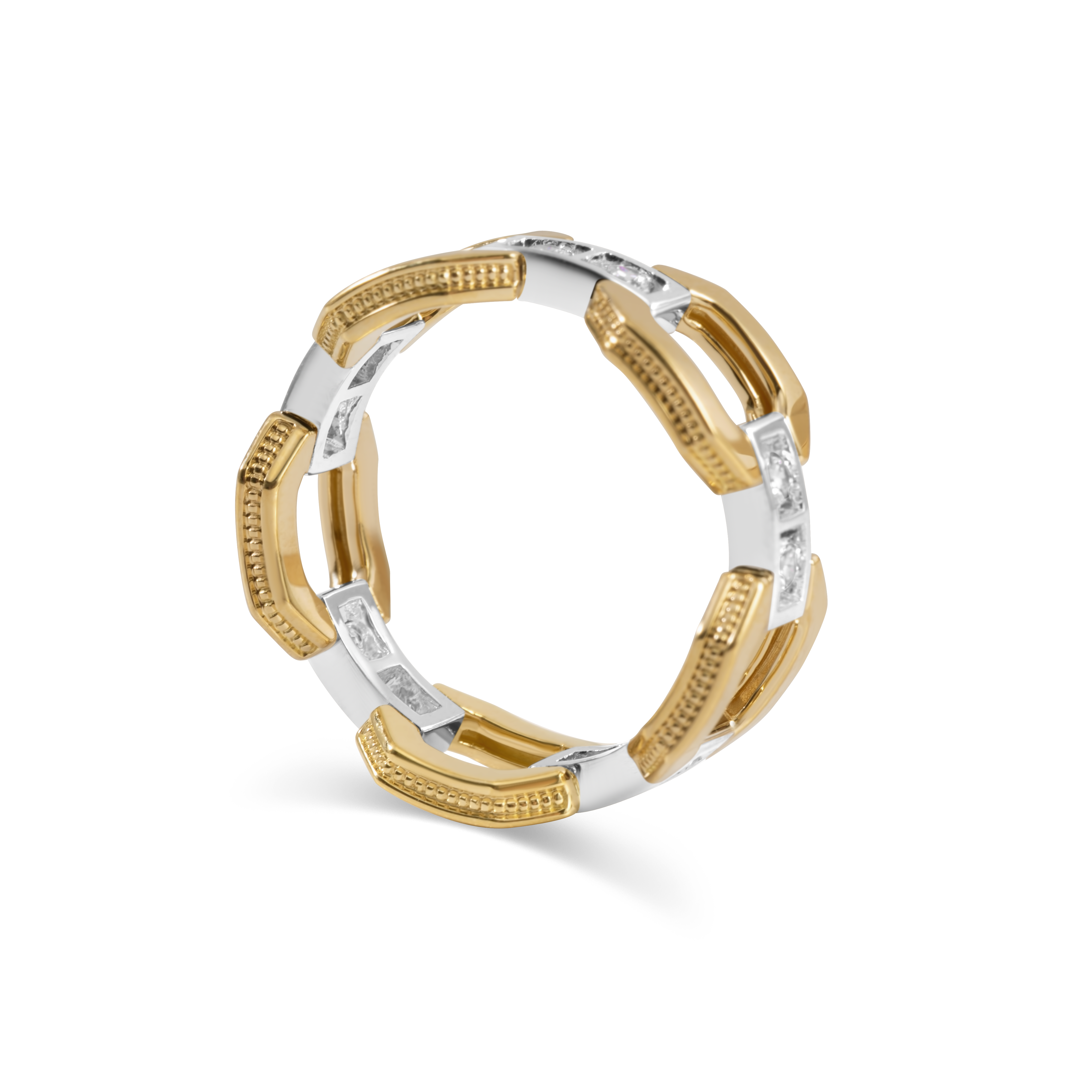 Bague maillons en métaux mélangés | Or 18 carats et Platine