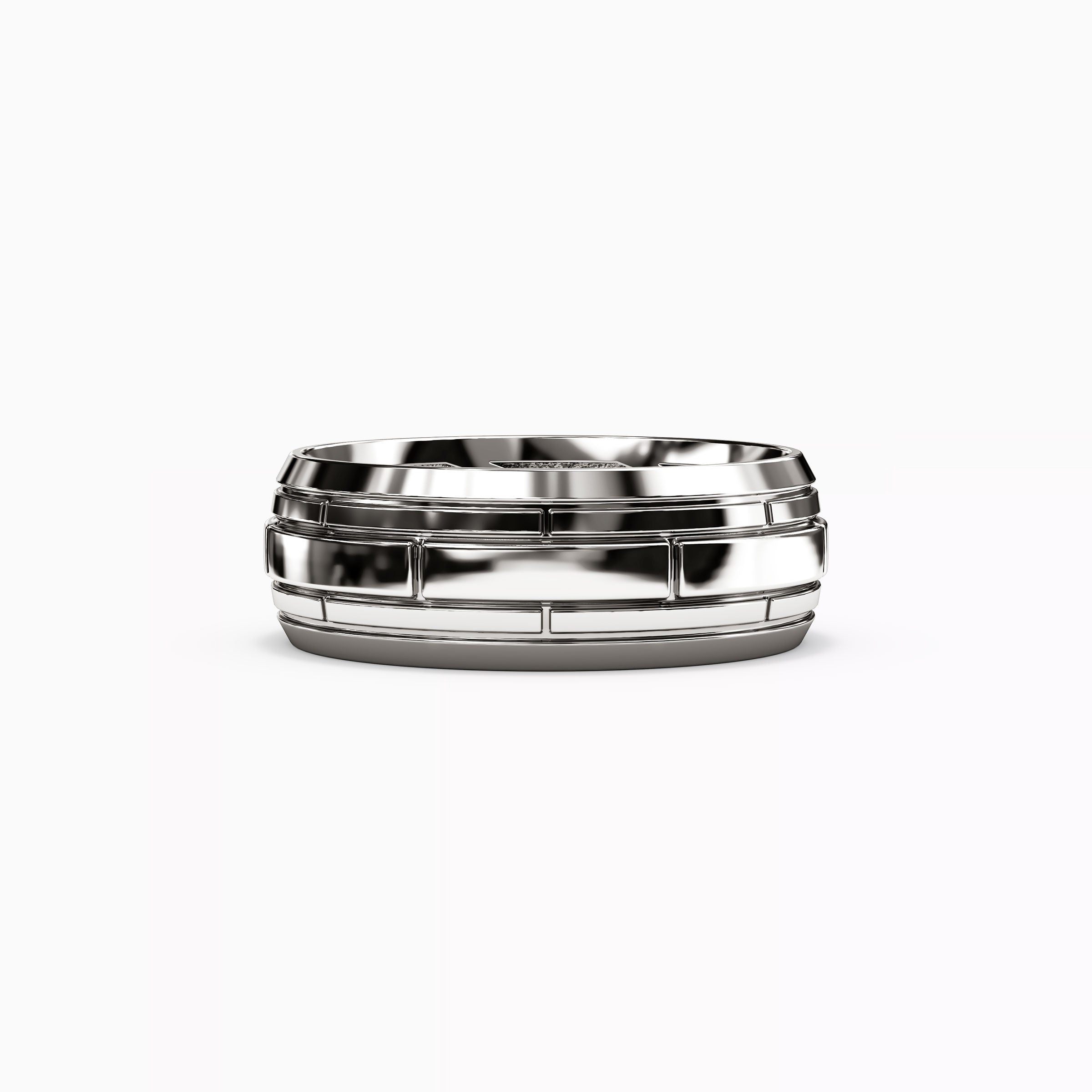 Brick Texture Wedding Band in 18K Gold