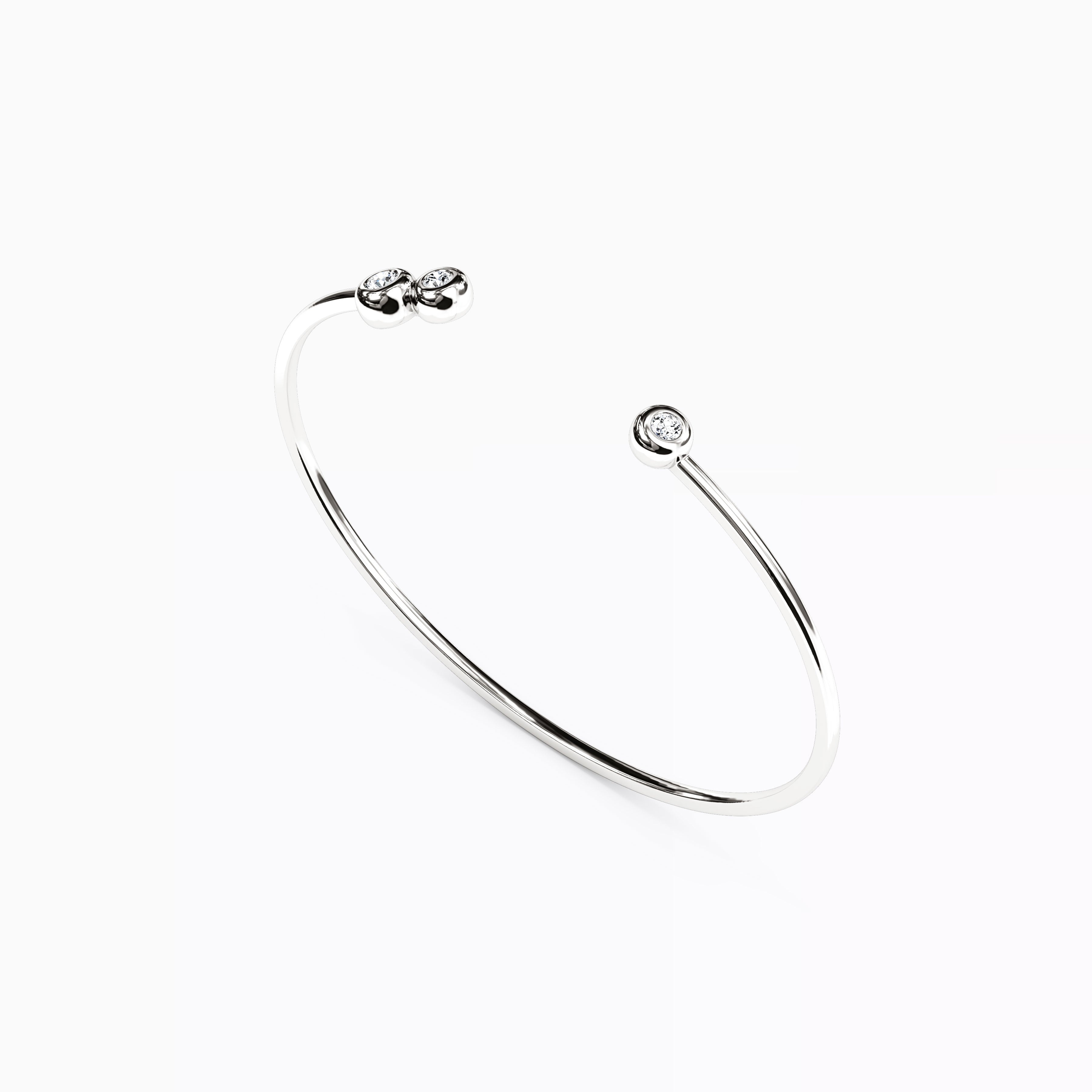 Diamond Three Bezel Cuff | 14K Gold