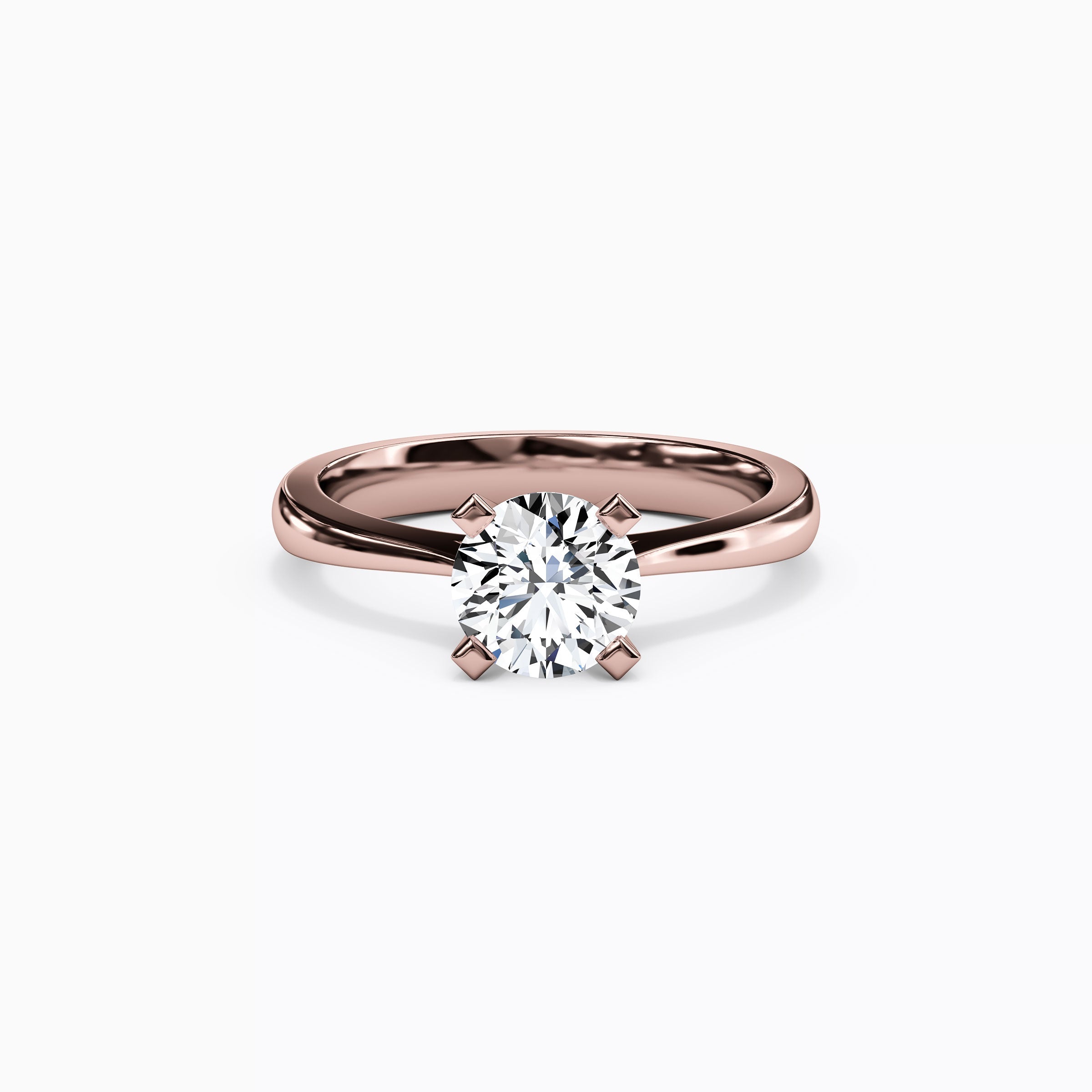Solitaire Round Diamond Engagement Ring in 18K Gold