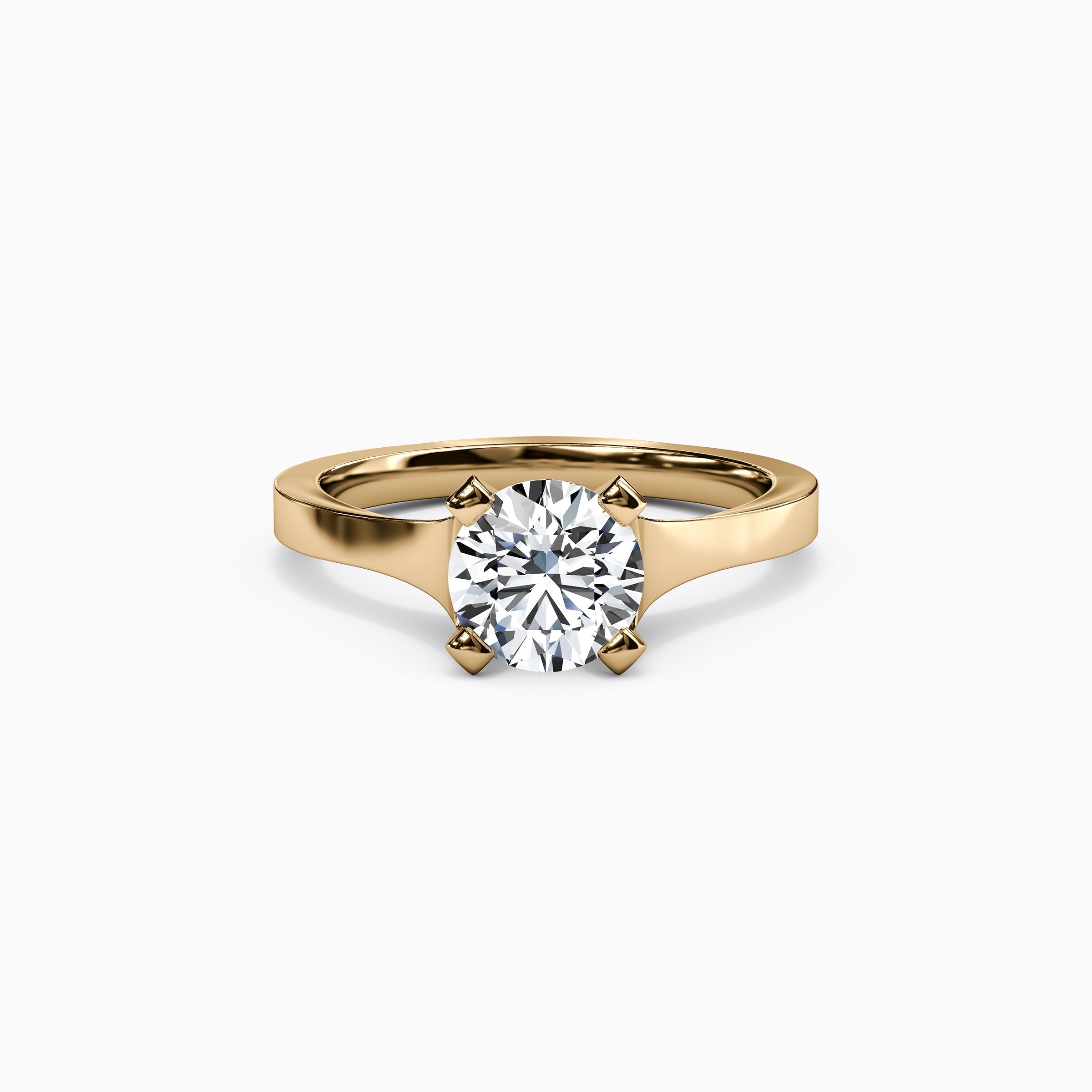 Solitaire Diamond with Pavé Tapered Engagement Ring in 18K Gold