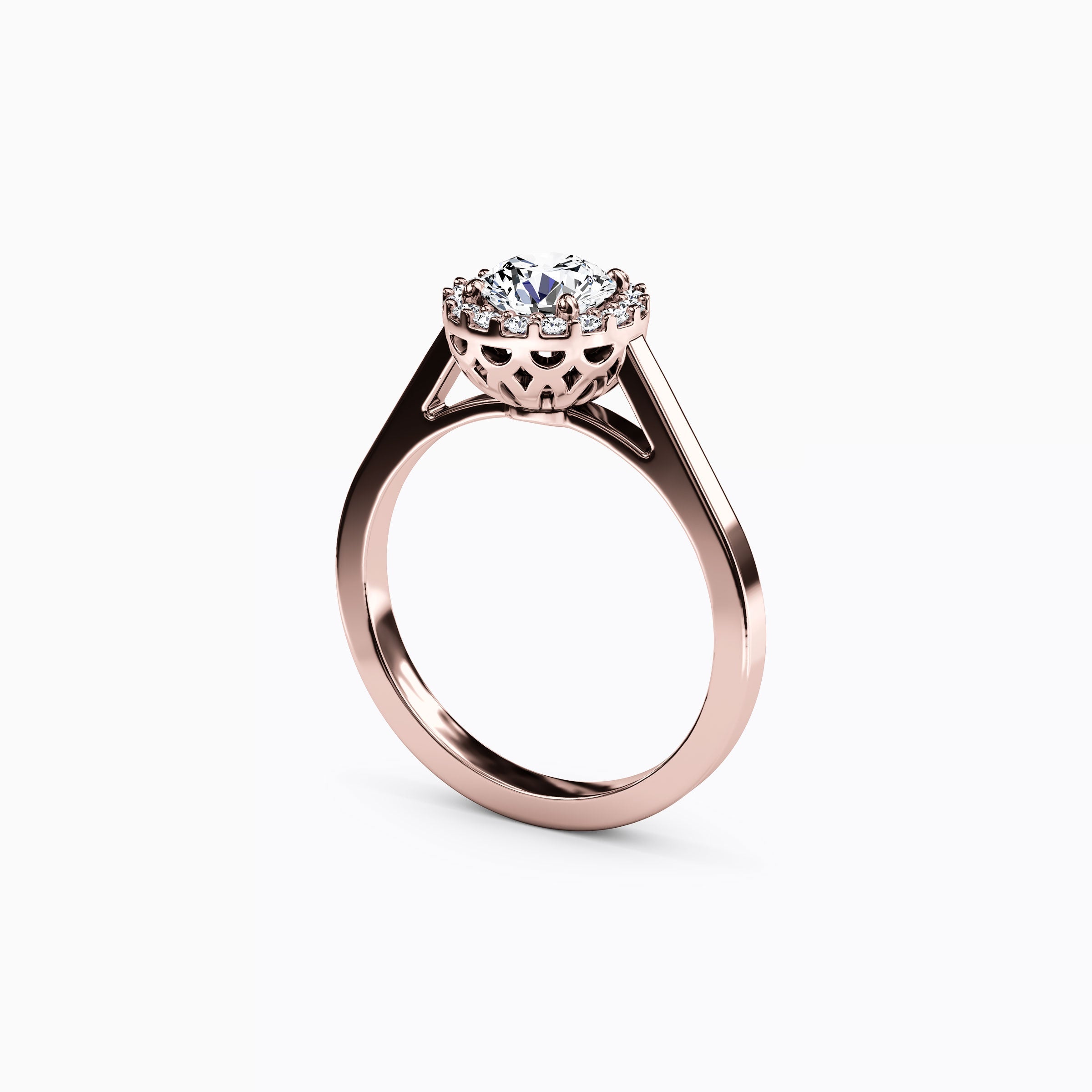 Halo Pierced Gallery Engagement Ring in 18K Gold
