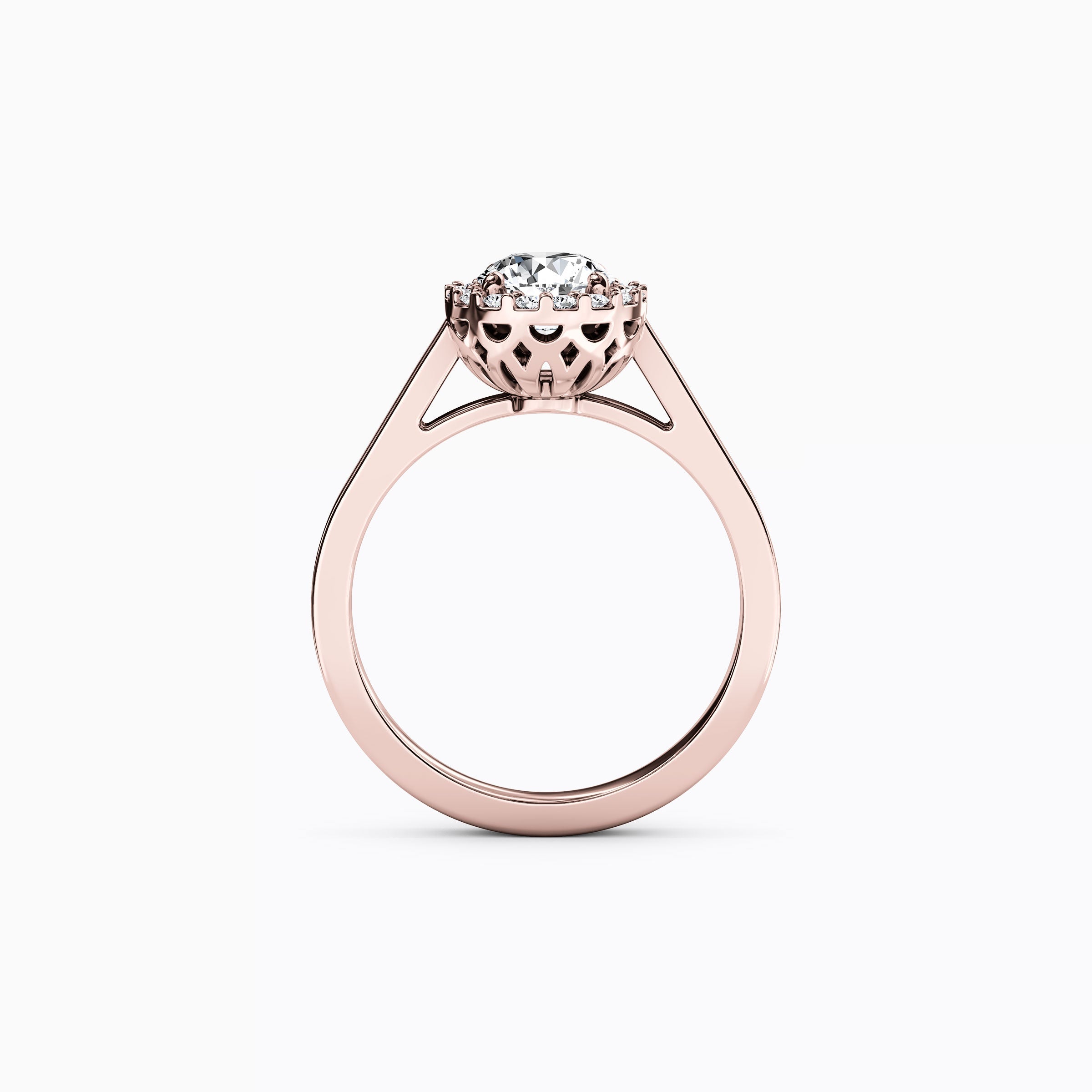 Halo Pierced Gallery Engagement Ring in 18K Gold