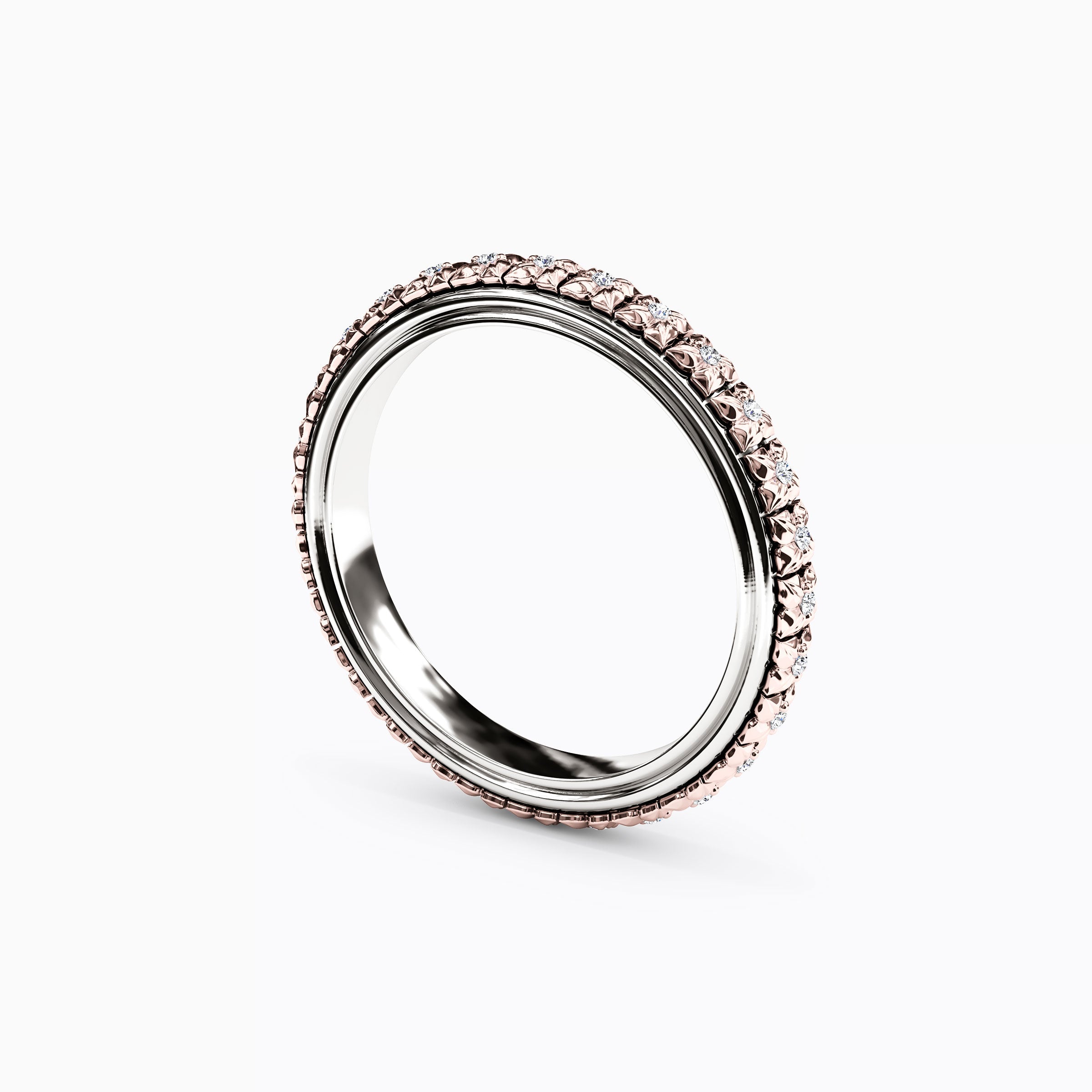 Bague de mariage Fleur bicolore en or 14 carats avec diamant