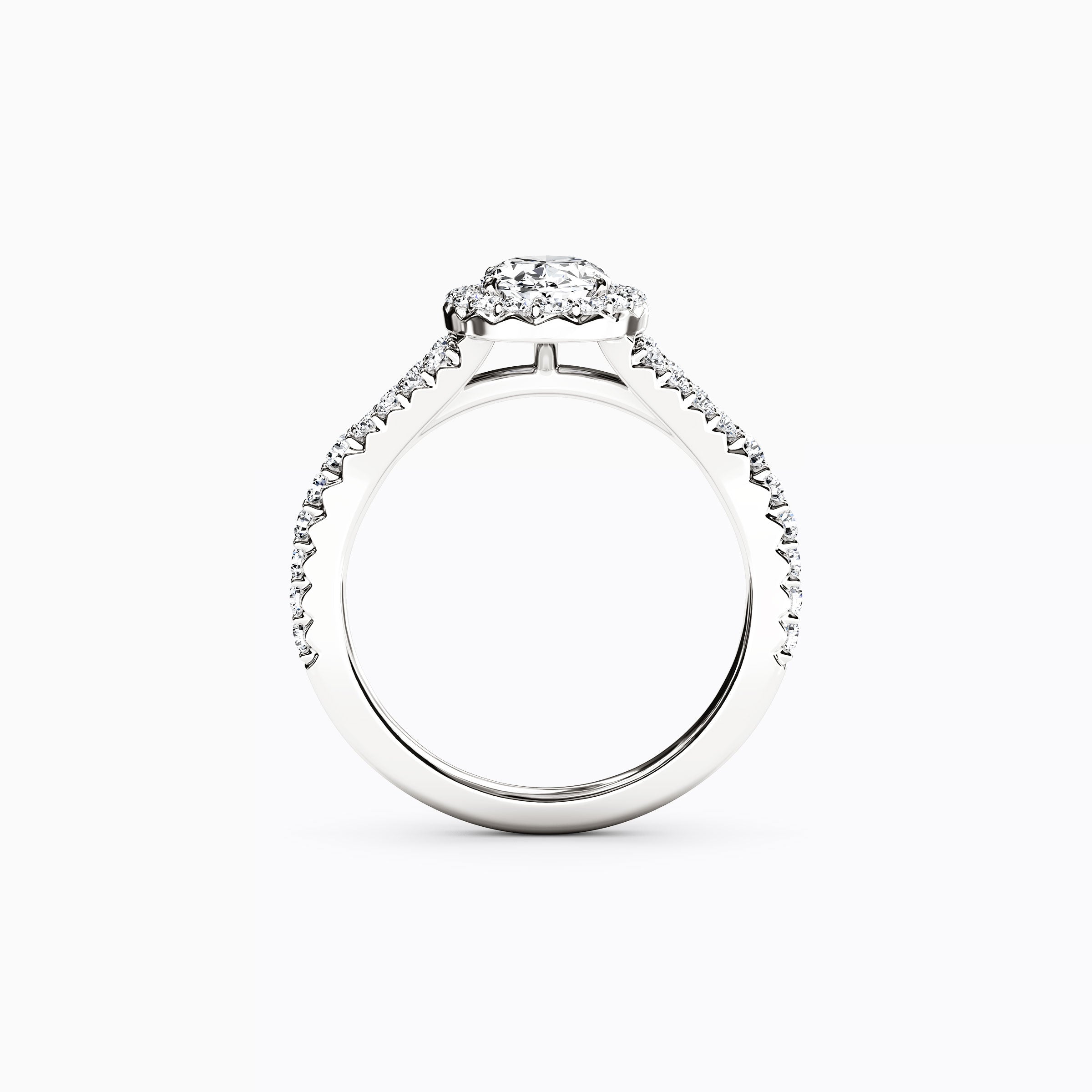 Halo Oval Engagement Ring in Platinum
