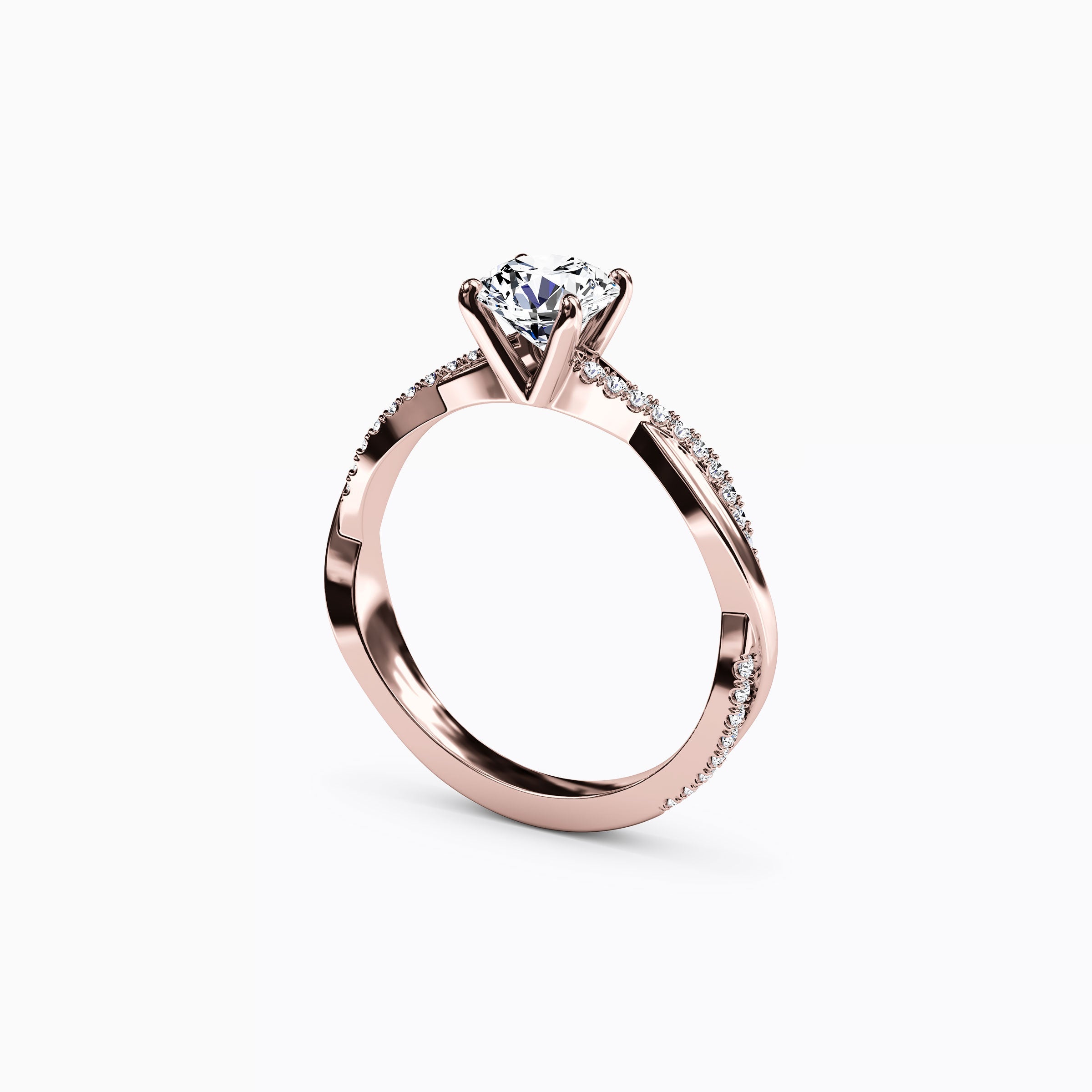 Midnight Sparkle Intertwined Prong Set Engagement Ring in 18K Gold