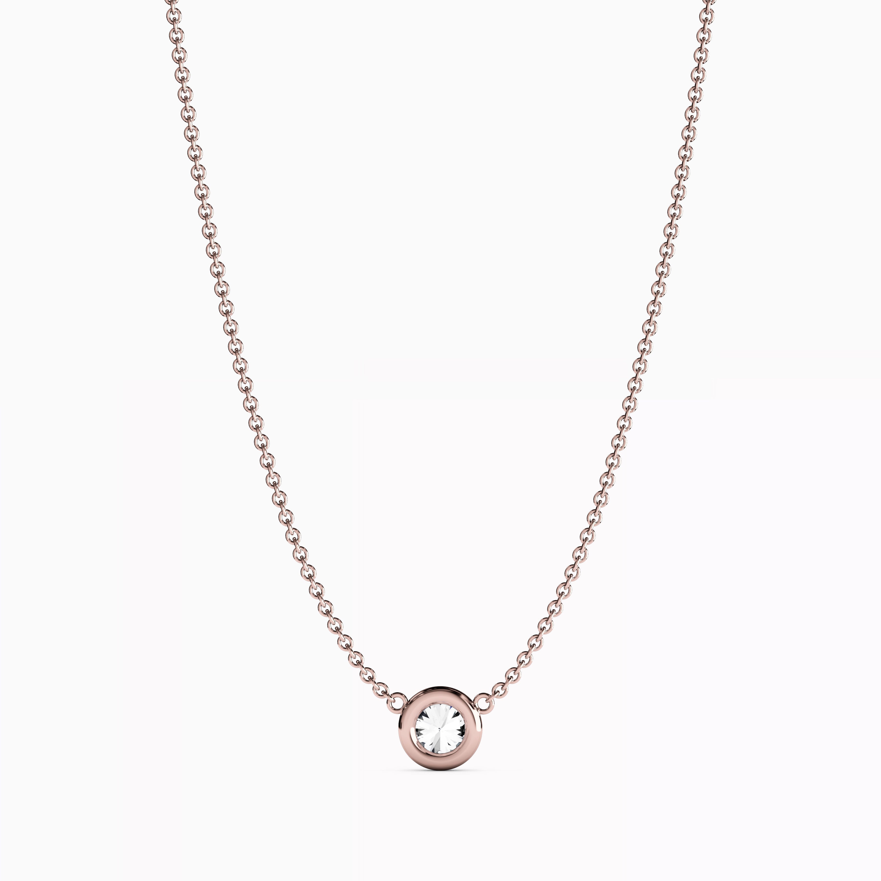 Diamond 0.10 CT Single Bezel Necklace | 14K Gold