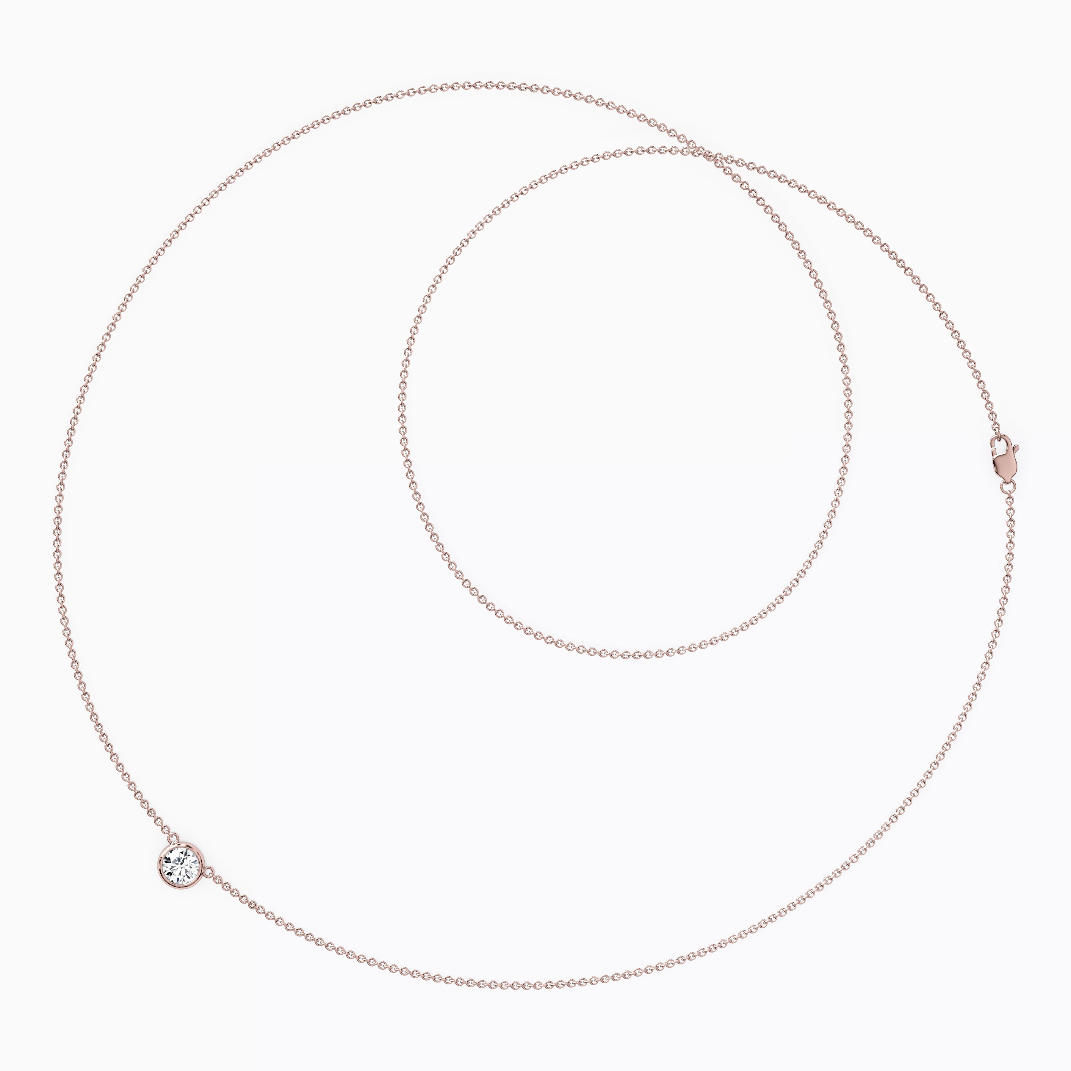 Diamond 0.10 CT Single Bezel Necklace | 14K Gold