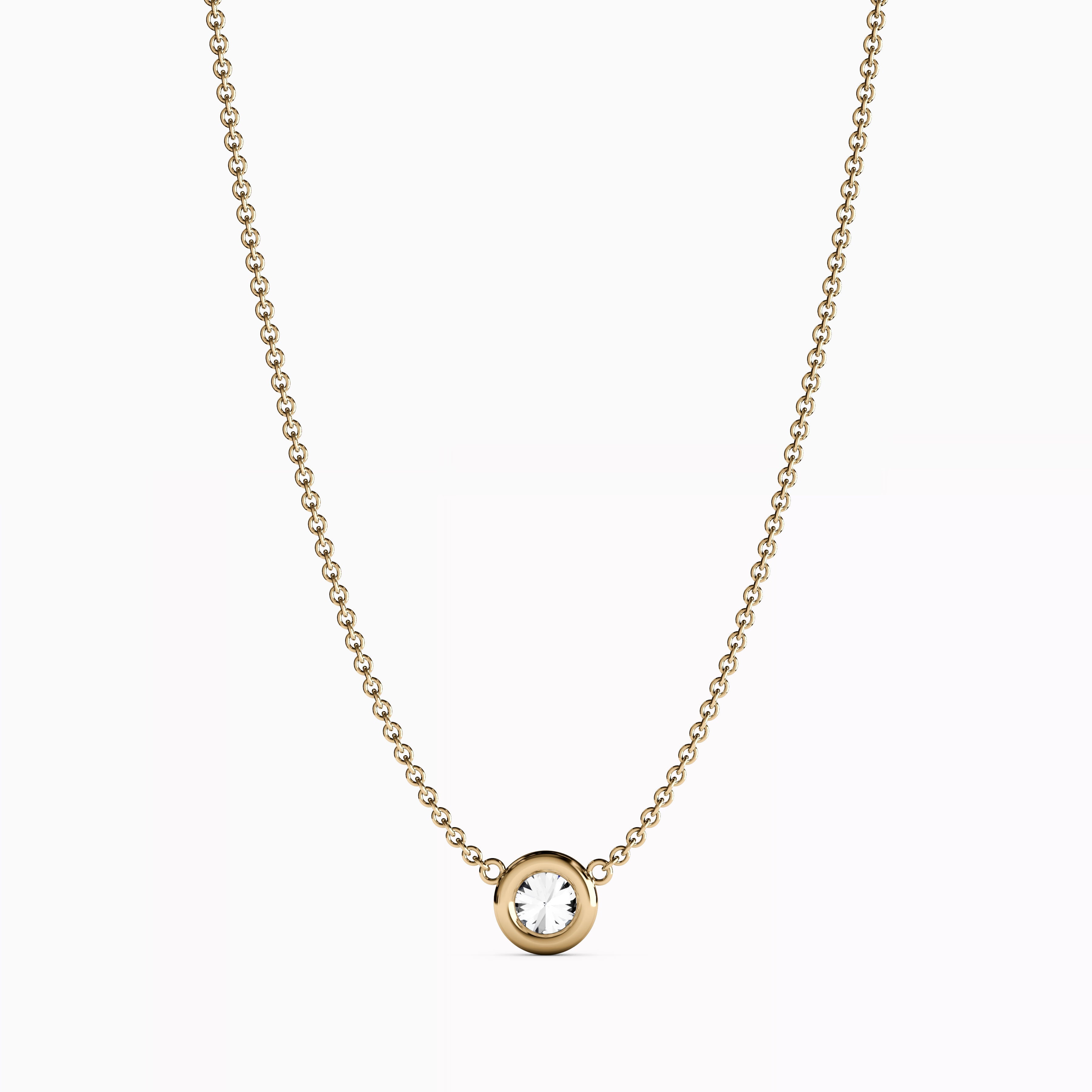 Diamond 0.10 CT Single Bezel Necklace | 14K Gold