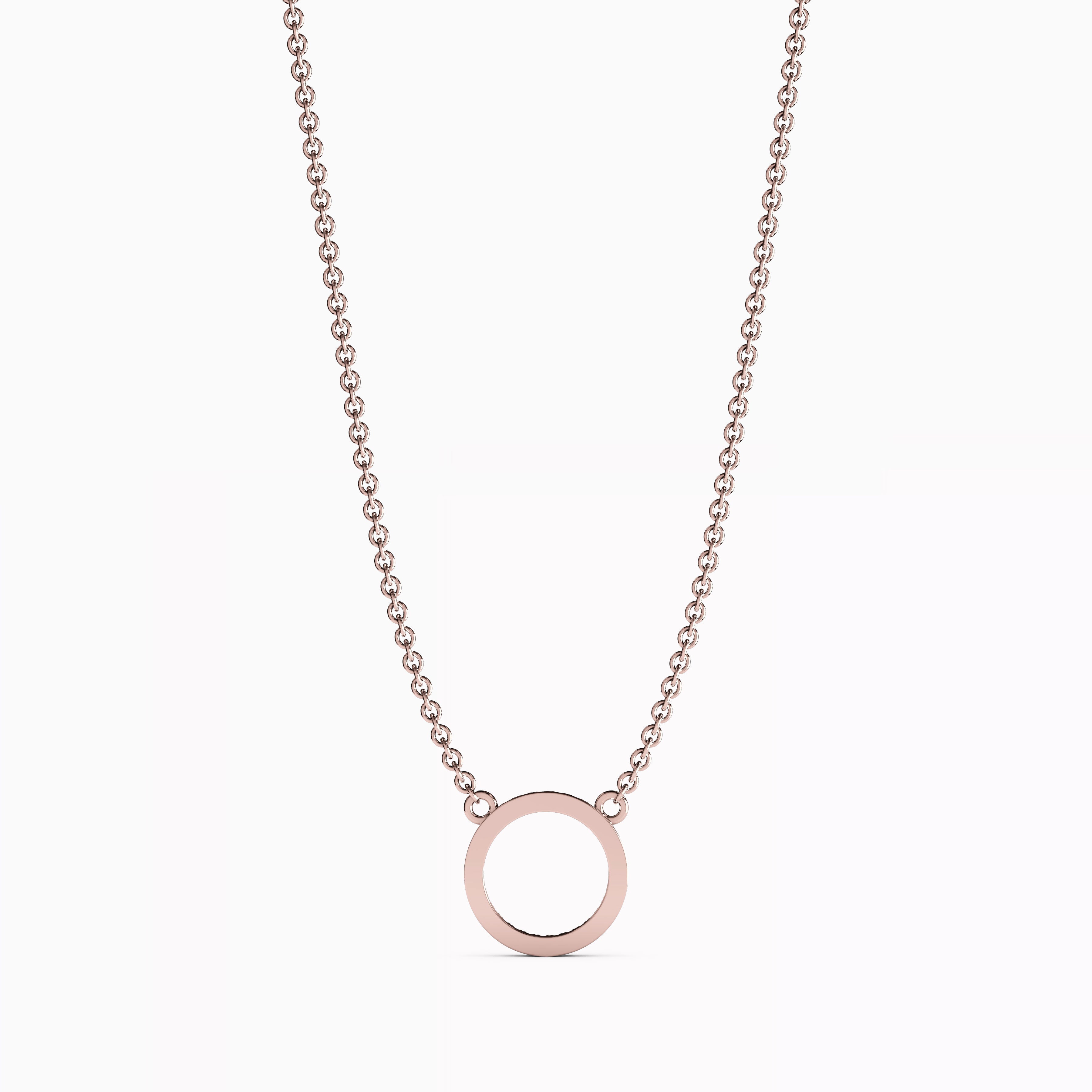 Diamond Hollow Circle Necklace | 14K Gold