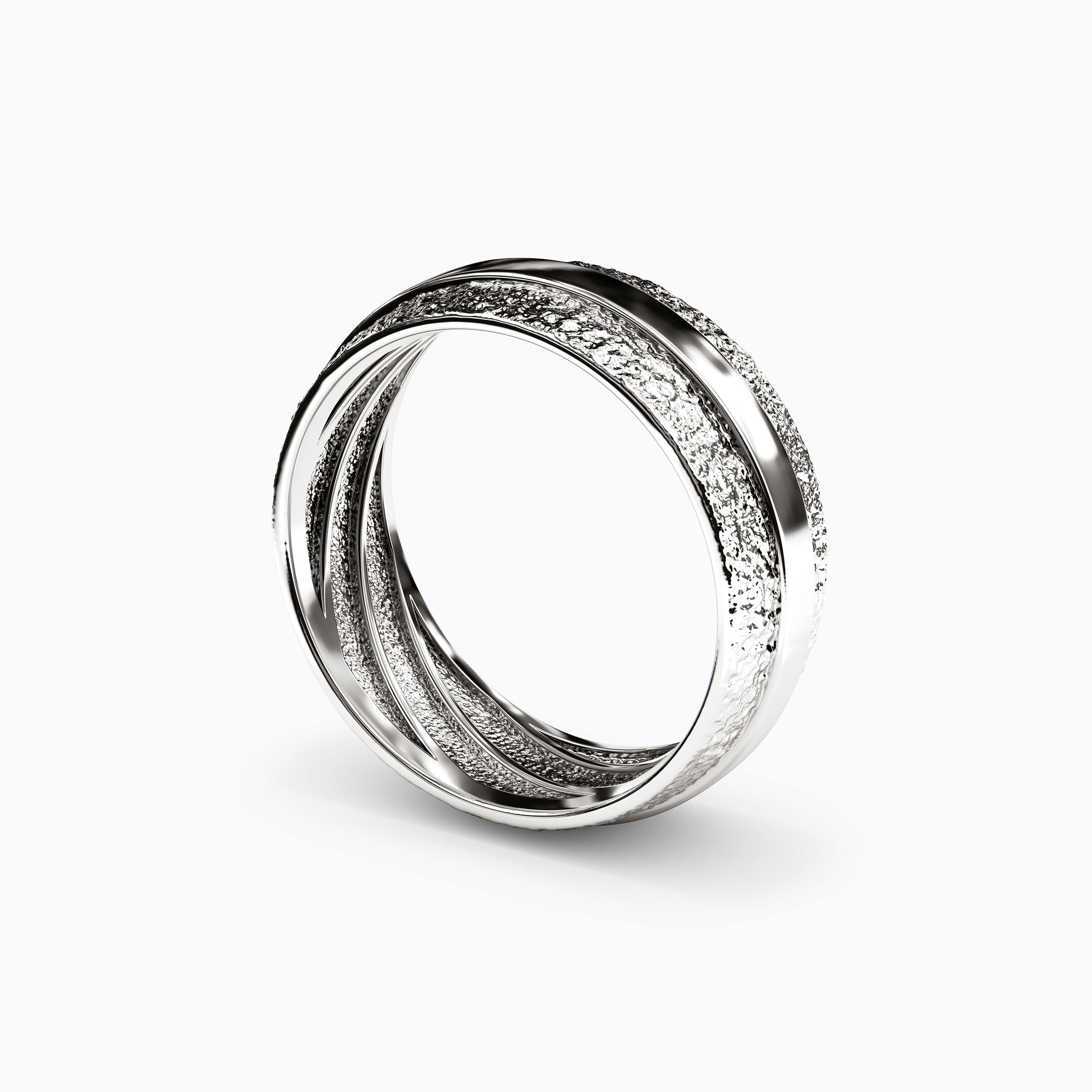 Alliance de mariage polie en platine avec rainure centrale