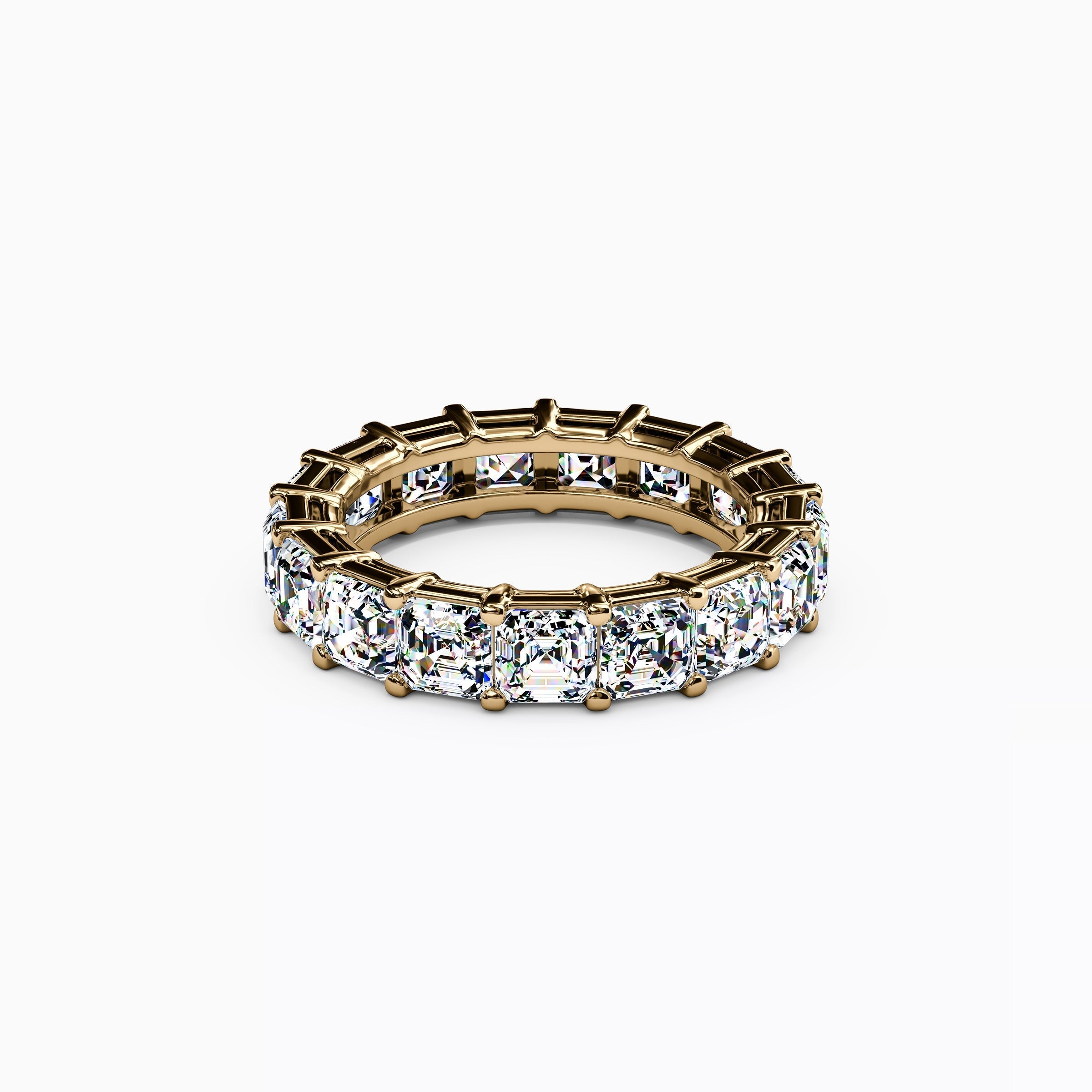 Diamond Asscher Cut Eternity Wedding Band in 18K Gold
