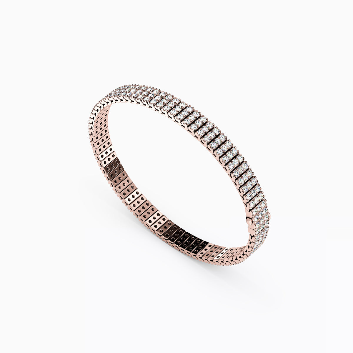 Three Row Shared Prong Tennis Bracelet | 14K Gold