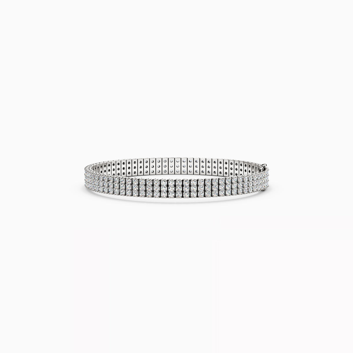 Three Row Shared Prong Tennis Bracelet | 14K Gold