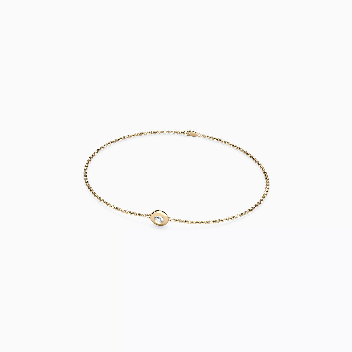 Diamond Single Bezel Chain Bracelet | 14K Gold